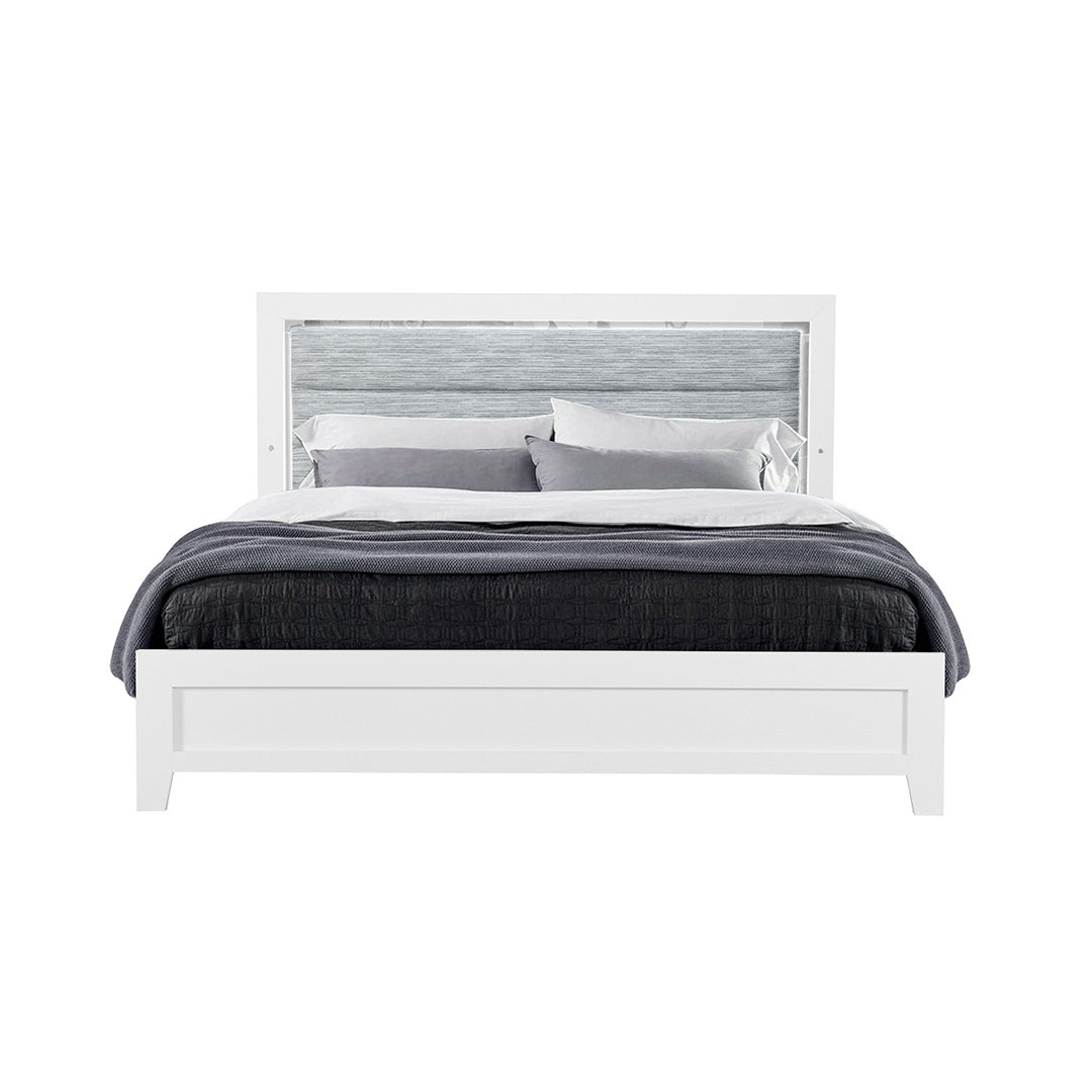 Luccia Bed Frame - Queen Size Platform Bed with Wooden Slats & Headboard, Modern Minimalist Design for Bedroom, Living Room, or Guest Room