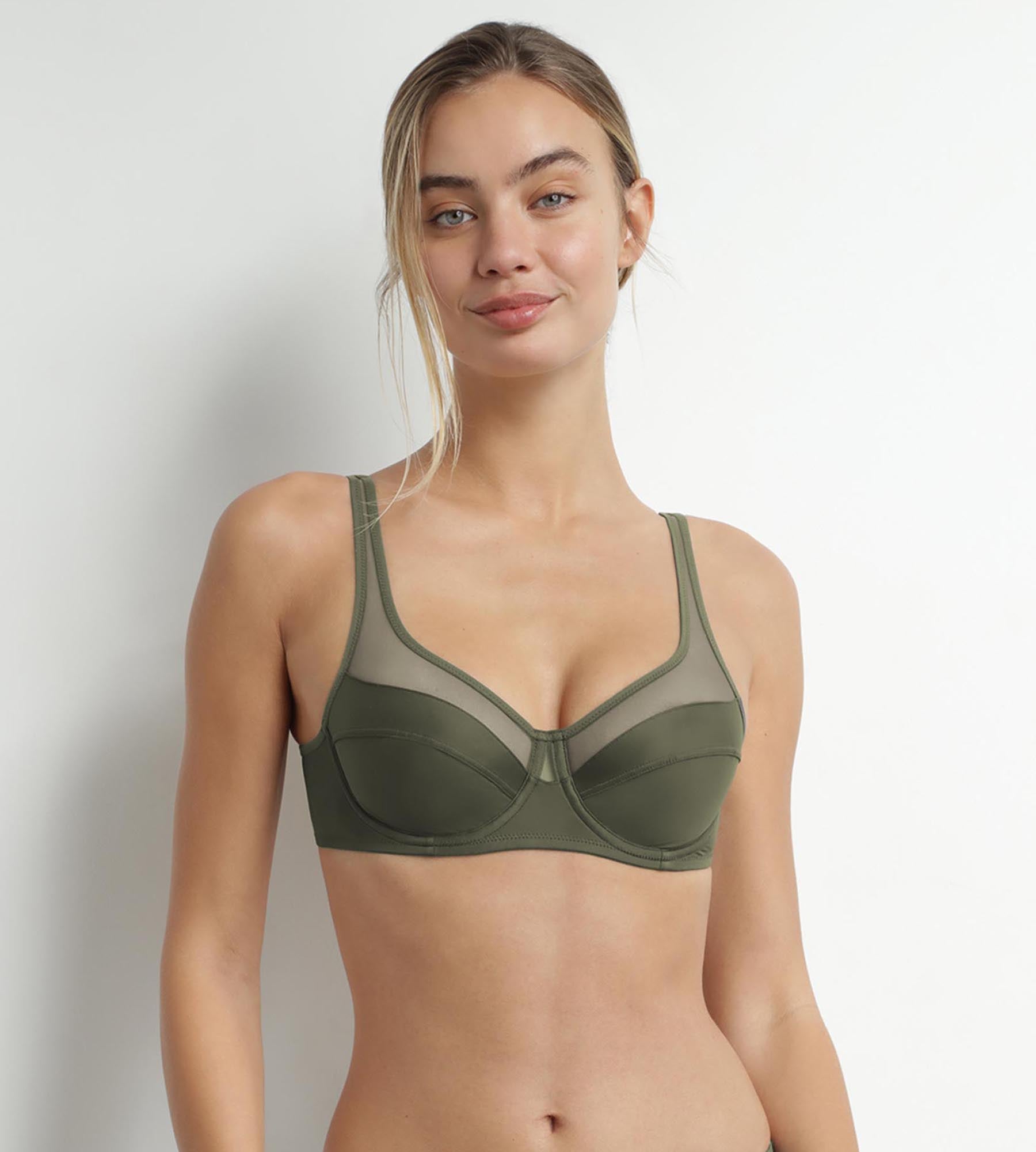 Vert Dim Generous Microfiber & Tulle Full Coverage Support Bra - Comfortable Everyday Wear for Work, Gym & Relaxation
