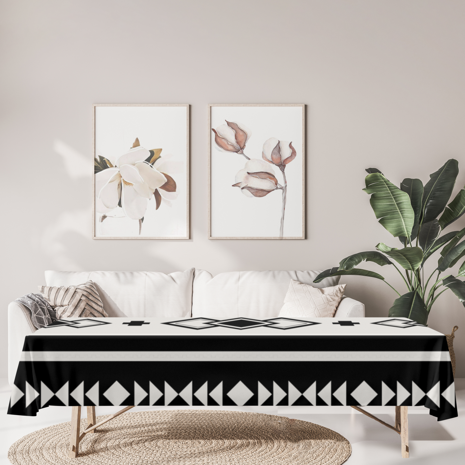 Southwestern Boho Tablecloth - Stylish Polyester Table Cover for Dining, Kitchen, and Outdoor Picnics