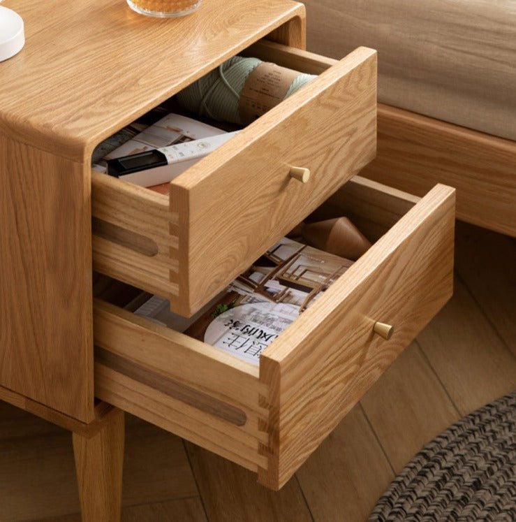 Solid Wood Nightstand - Beech or Oak Bedside Table for Bedroom, Modern & Rustic Home Decor, Durable and Stylish Storage Solution
