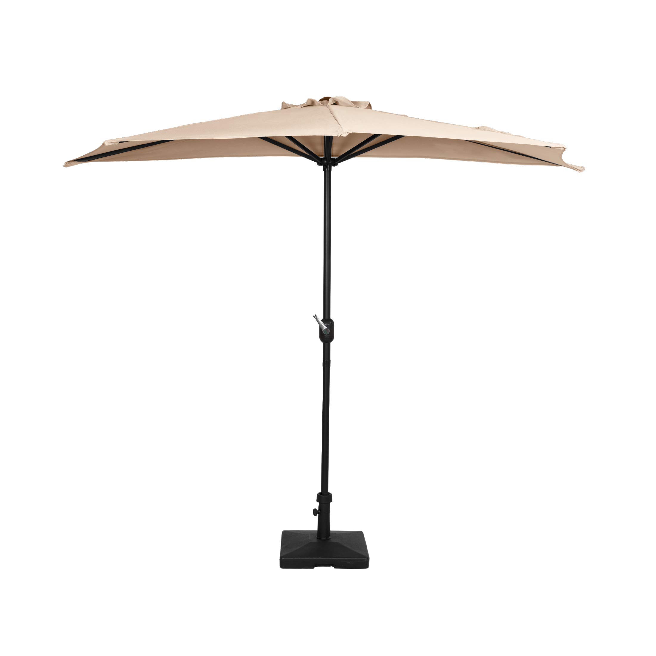 9 ft. Square Outdoor Patio Umbrella with Heavy Concrete Base - Beige Sun Shade for Backyard, Poolside, and Garden Relaxation