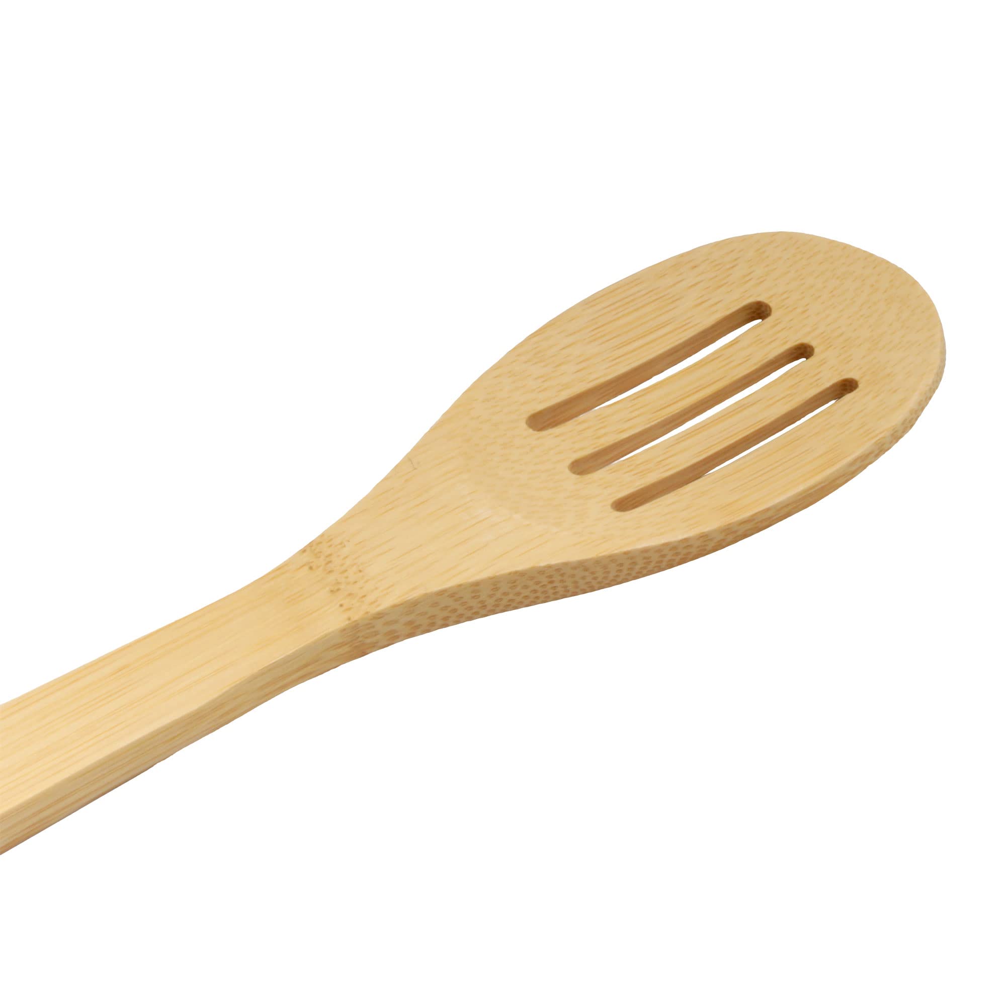 Bamboo Cooking Utensils Set - 5 Piece Natural Wooden Slotted Spoon & Kitchen Tools for Healthy Cooking | Perfect for Stirring, Serving, and Sauteing Vegetables, Pasta & Soups