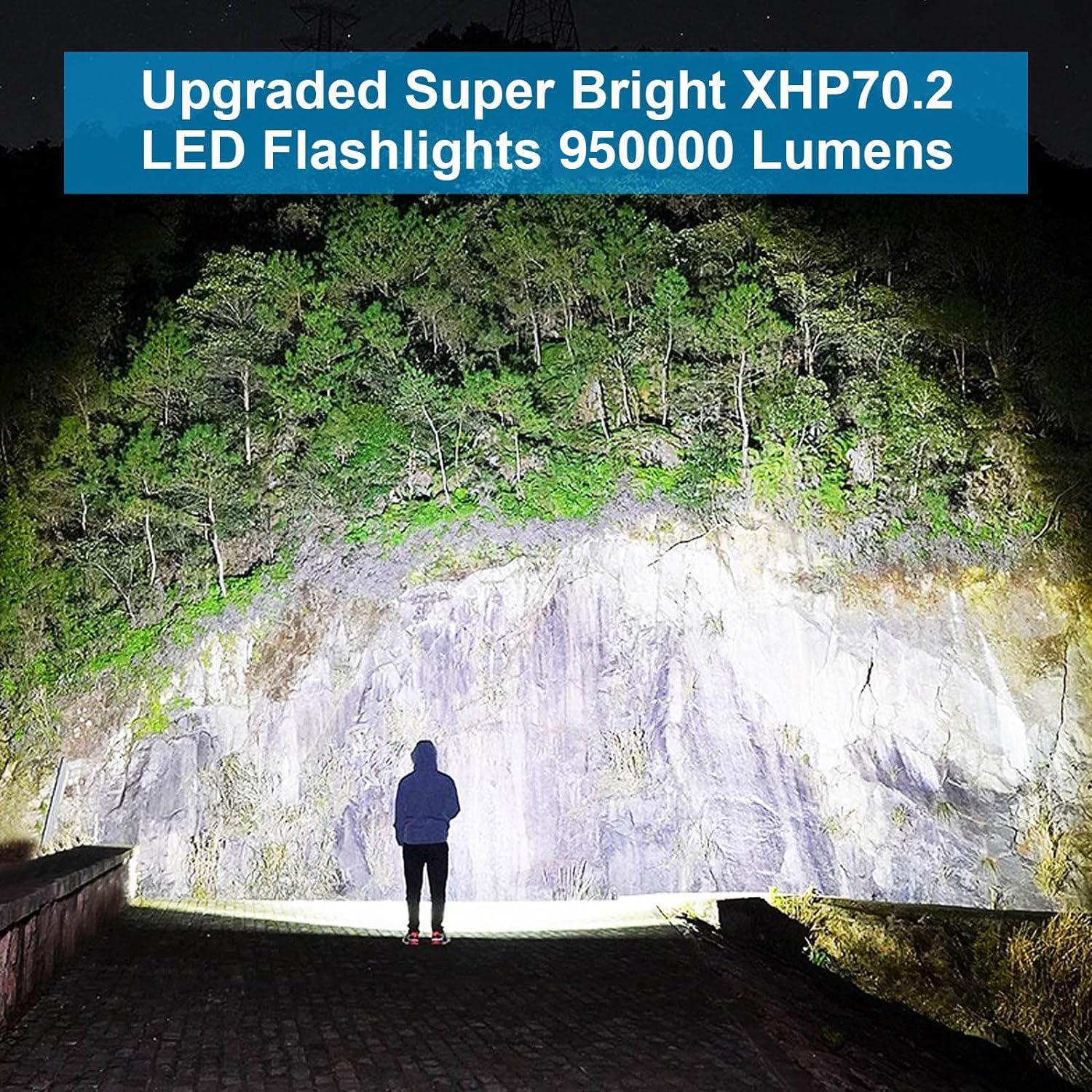 950,000 Lumens Rechargeable LED Flashlight - Ultra Bright Tactical Flashlight with Waterproof Design for Camping, Emergency, Hiking & Outdoor Adventures | Perfect Gift for Men & Survival Enthusiasts