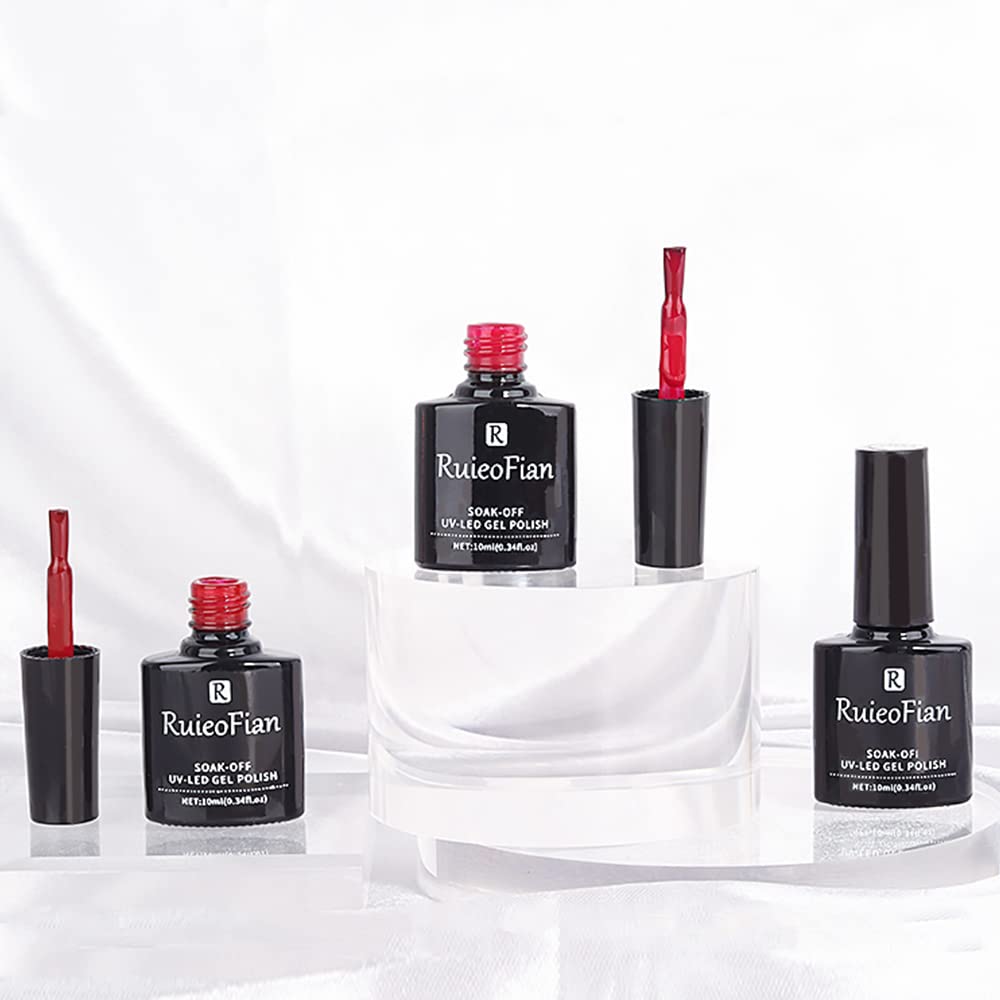BINGBRUSH 3 Pcs Gel Nail Polish Kit - 10ML Red Soak Off UV LED Nail Polish, Long Lasting High Shine Nail Lacquer for Manicure, Salon & DIY Nail Art (A02-Red) | Perfect for Home Use, Professional Salons, Parties & Special Occasions