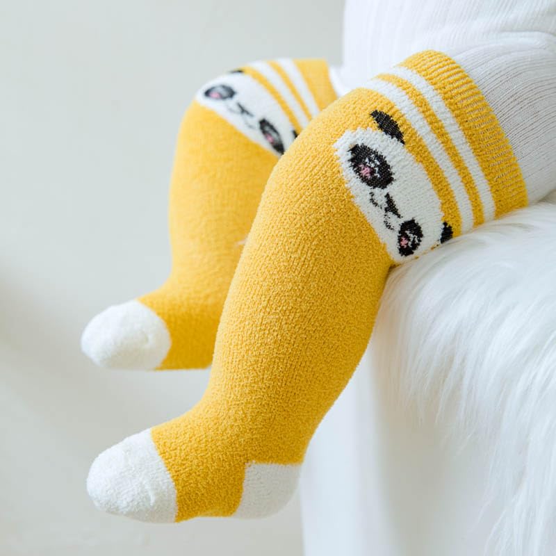 QKURT 5 Pairs Baby Knee High Socks - Soft Fluffy Thermal Winter Socks for Newborn Toddlers | Cozy Infant Sleep & Bed Socks for Boys Girls | Perfect for Cold Weather, Indoor Play & Nursery Outfits