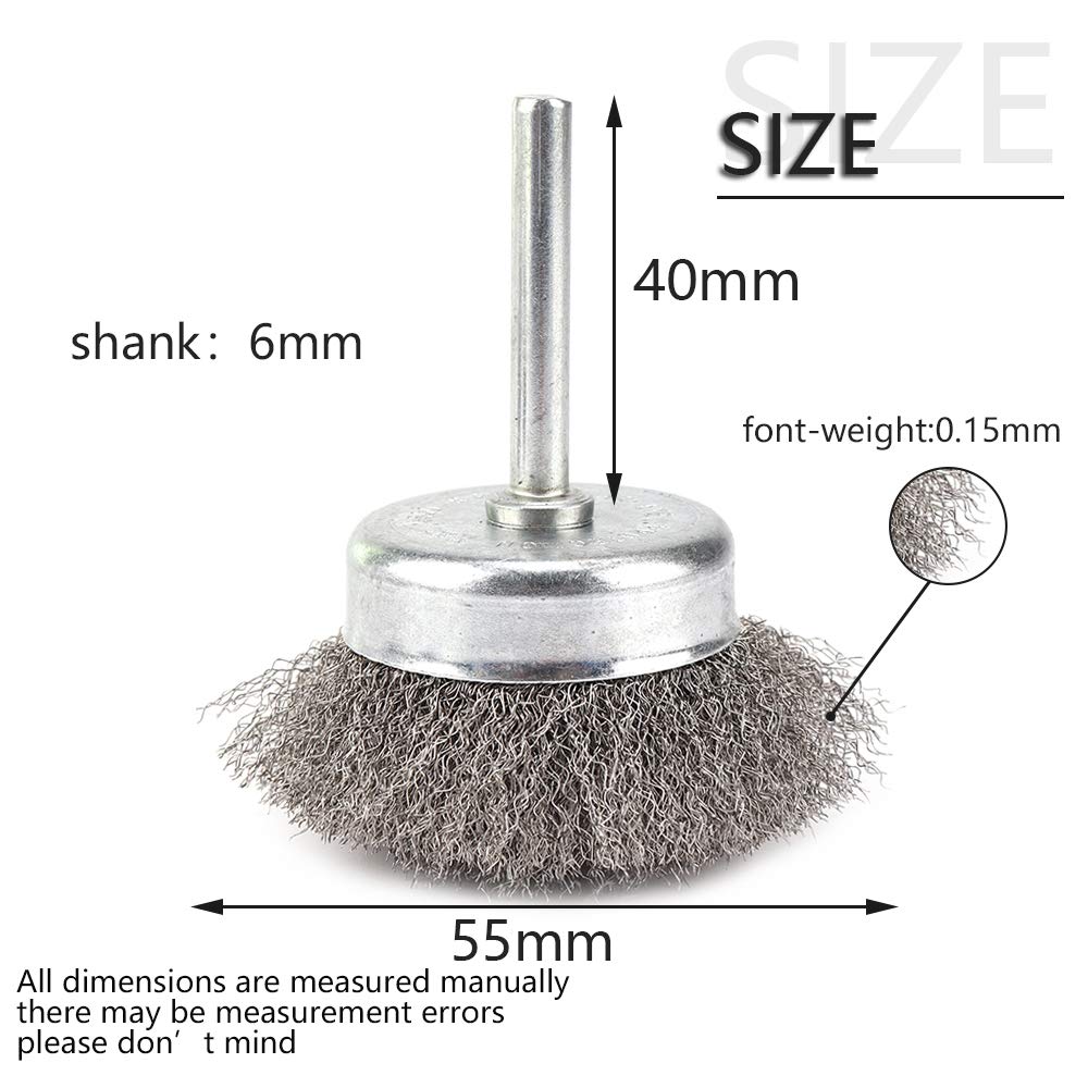 5-Pack 2-Inch Crimped Wire Cup Brush Set for Power Drill – 0.0059-Inch Wire (0.15mm) – Perfect for Metal Cleaning, Rust & Paint Removal – Ideal for Automotive, Welding & DIY Projects