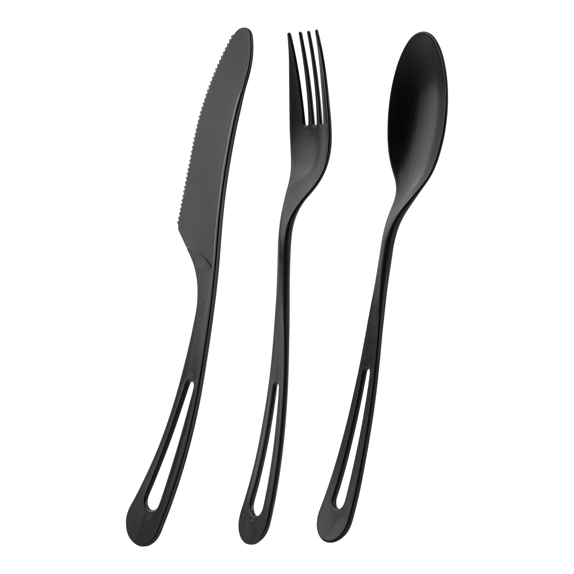 Eco-Friendly Black CPLA Plastic Cutlery Set - 100-Piece Compostable Utensils with Heat-Resistant Wrapper (7.5
