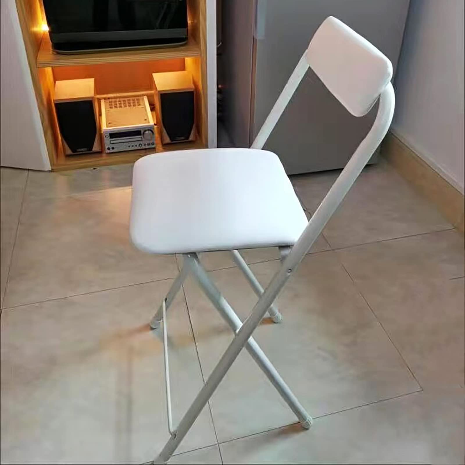 Foldable Padded Bar Stool with Backrest & Footrest - Counter Height Adjustable Stool for Kitchen, Game Room, Bar, or Outdoor Use - Space Saving Collapsible Design (1 PC)