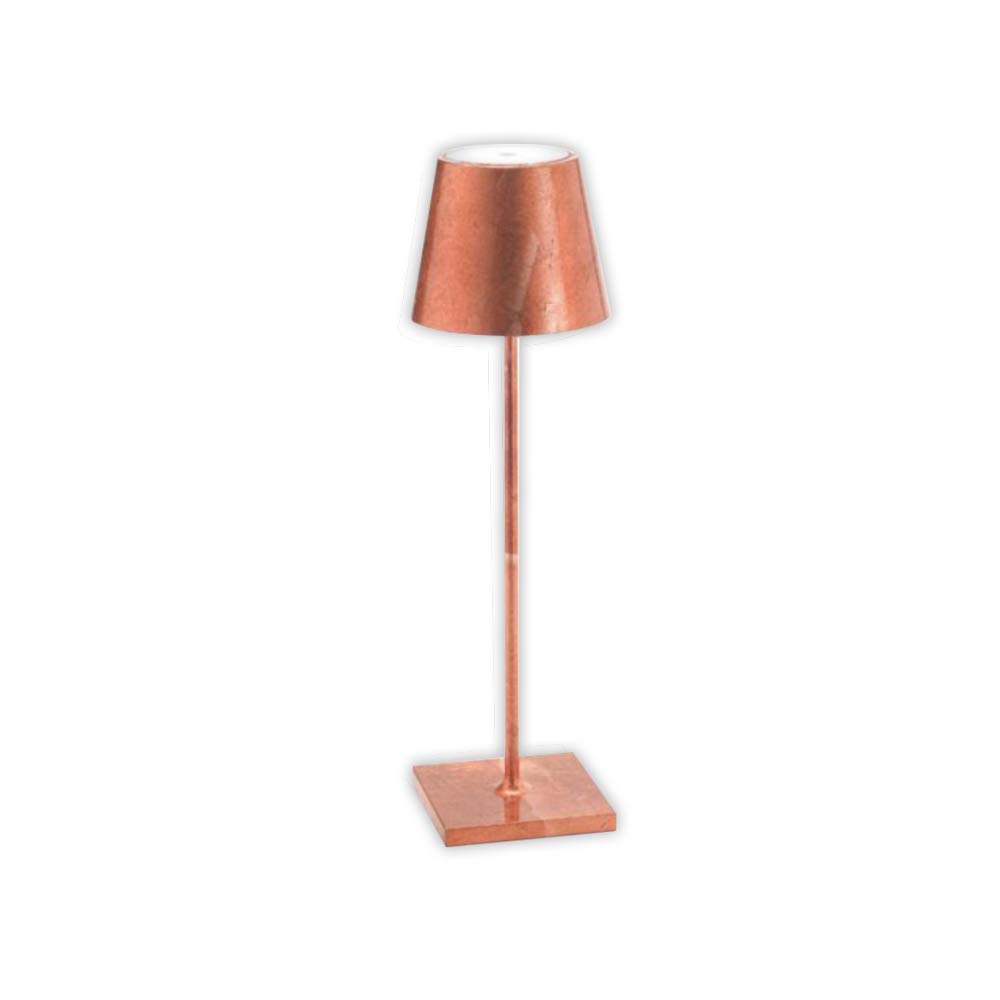 Zafferano Poldina PRO Table Lamp - Modern Copper Leaf Finish, Adjustable LED Light for Bedroom, Living Room & Office Decor