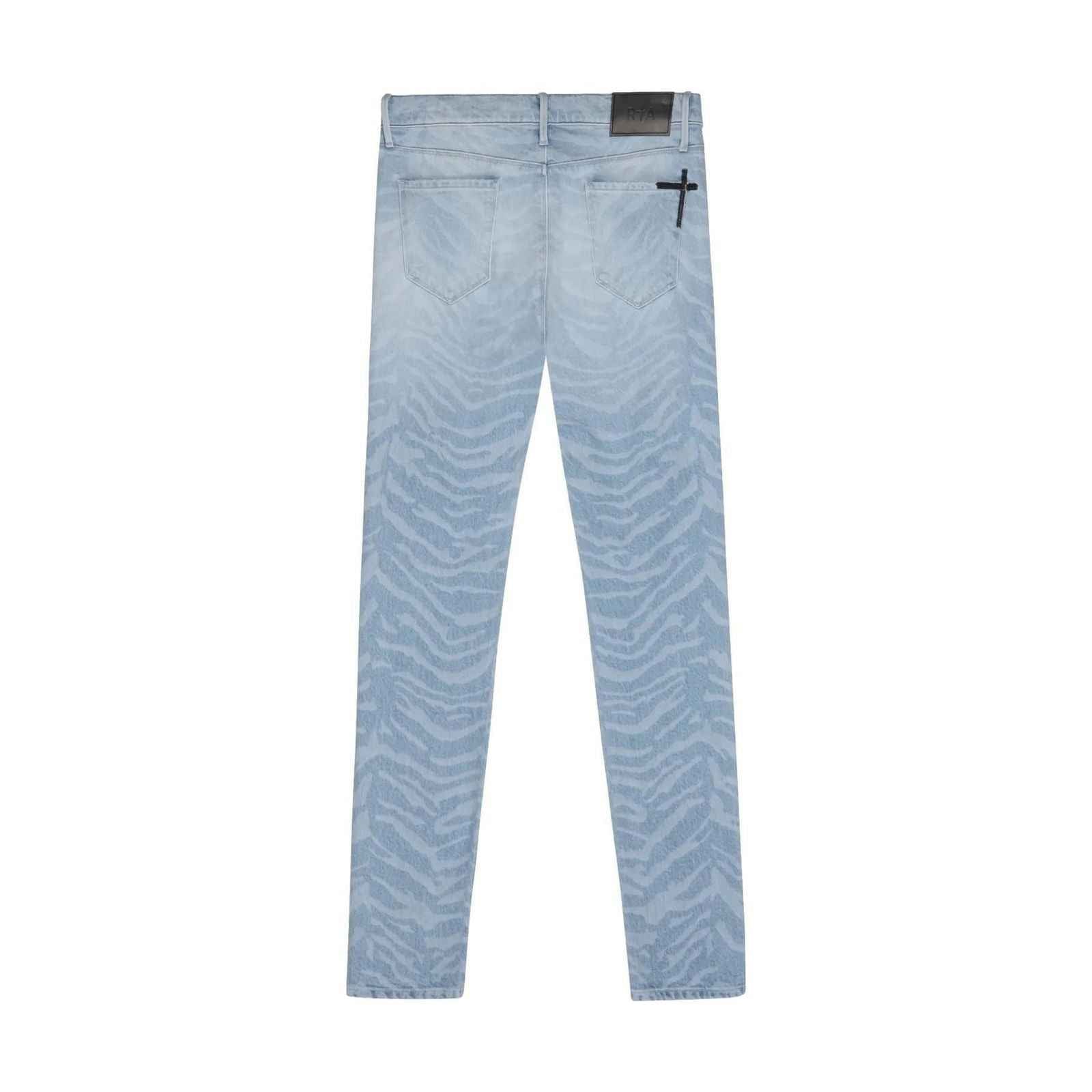 RTA Bryant Medium Blue Zebra Jeans for Women | High Waist Distressed Denim Pants | Perfect for Casual Outfits & Streetwear Style