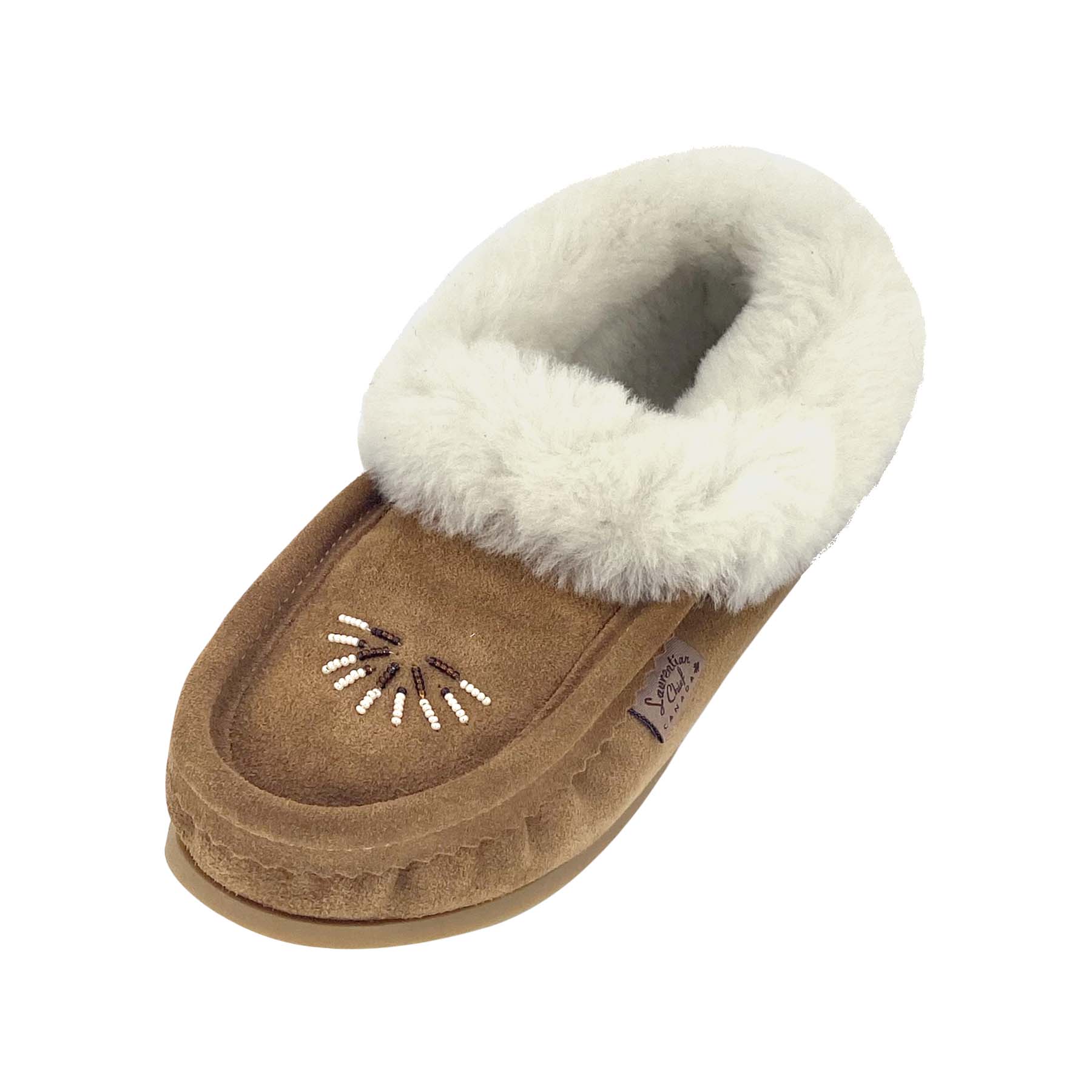 Women's Comfortable Smoke Beaded Rubber Sole Sheepskin Slippers - Cozy Indoor/Outdoor House Shoes for Winter & Lounge Wear