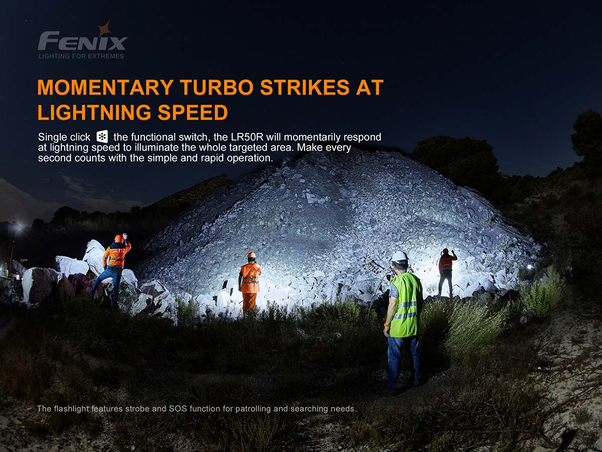 Fenix LR50R Rechargeable Flashlight - 12000 Lumen Ultra Bright LED Spotlight for Camping, Hiking, Emergency & Outdoor Adventures