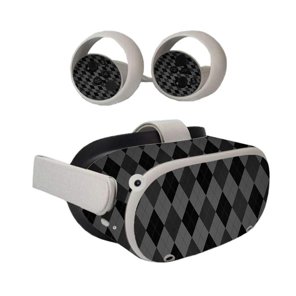 MightySkins Vinyl Decal Wrap Cover for Oculus Quest 2 - Black Argyle Design | Protective & Durable Skin | Easy to Apply & Remove | Made in USA | Perfect for Gaming, VR Protection & Customization