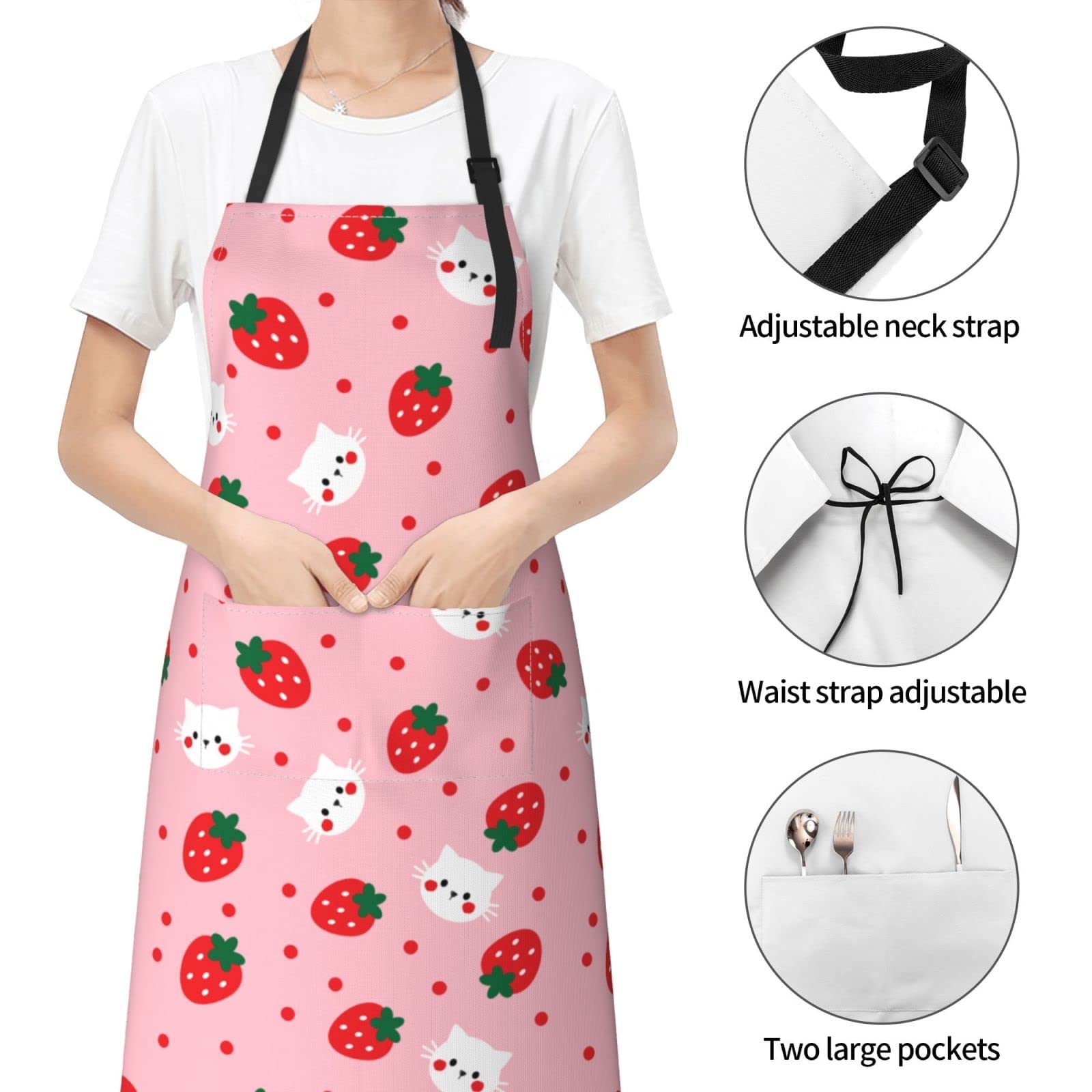 Stylish Adjustable Aprons for Women & Men with Pockets - Perfect for Cooking, Baking, BBQ & Kitchen Work - Machine Washable Kitchen Apparel