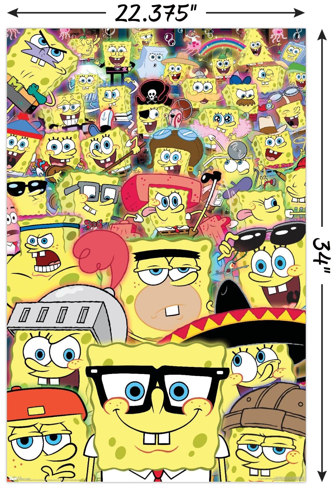 Trends International Nickelodeon Spongebob Disguise Wall Poster - 22.375 x 34 Inches Premium Poster & Mount Bundle - Perfect for Kids' Room Decor, Classroom, and Spongebob Fan Gifts