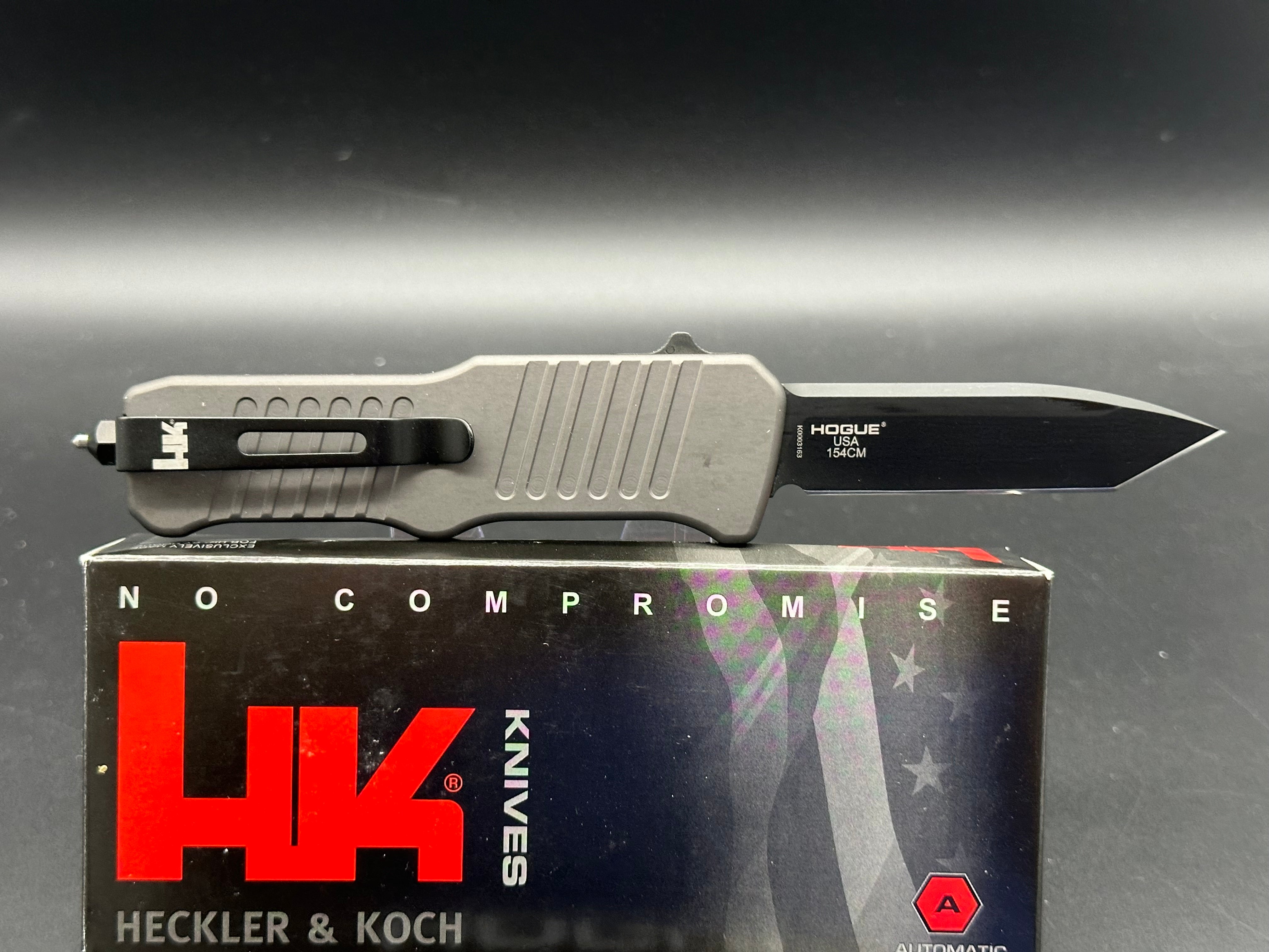HK Mini Incursion OTF Automatic Tanto Knife - Gray Aluminum Handle with 3 Black Blades | Tactical EDC, Outdoor Survival & Everyday Carry Pocket Knife