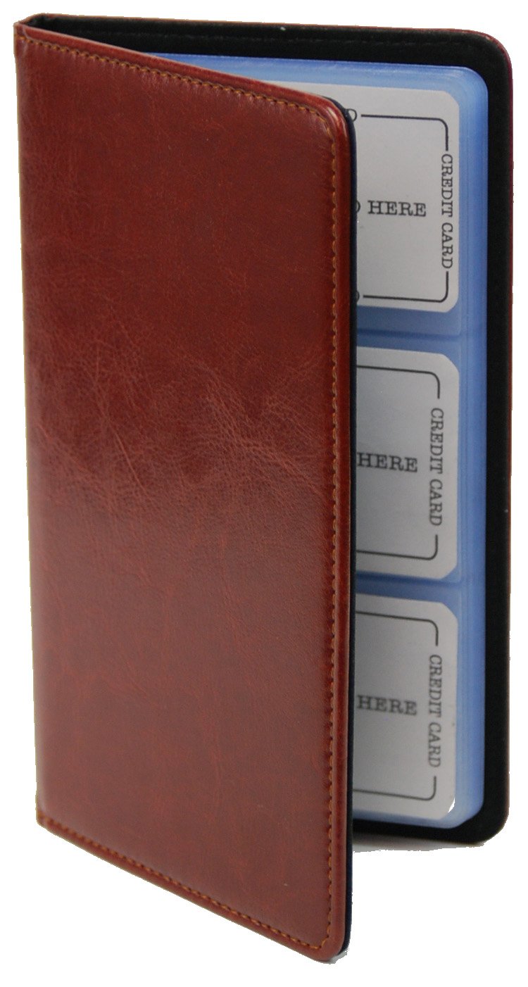 MARSHAL 72-Pack Brown Leather Business Card Holder & Credit Card Organizer - Perfect for Office, Networking Events, and Professional Meetings