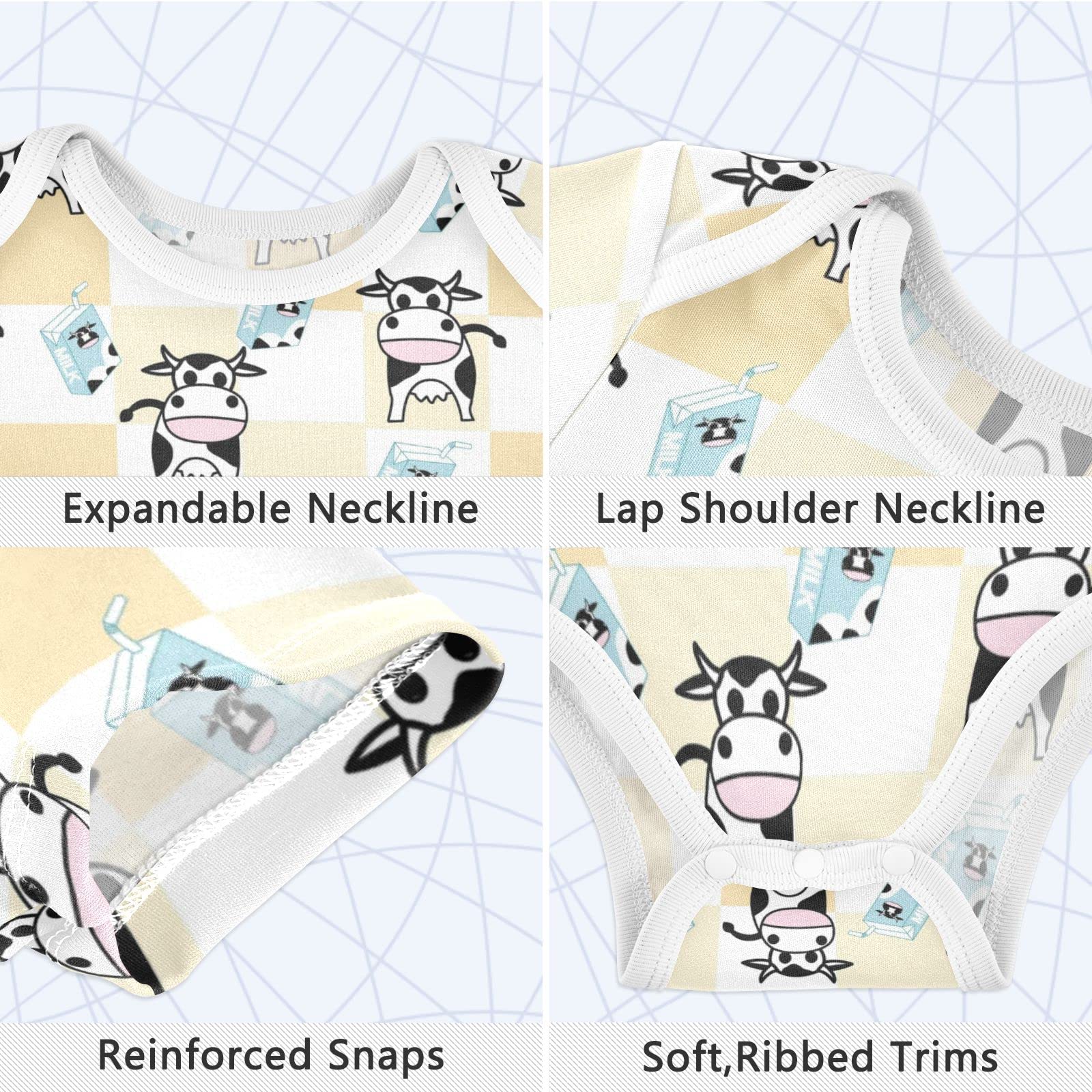 Adorable Cow Print Milk Box Baby Short Sleeve Bodysuit - Unisex Infant Romper Outfit for Boys & Girls (3-6 Months) | Perfect for Playtime, Photo Shoots & Everyday Wear