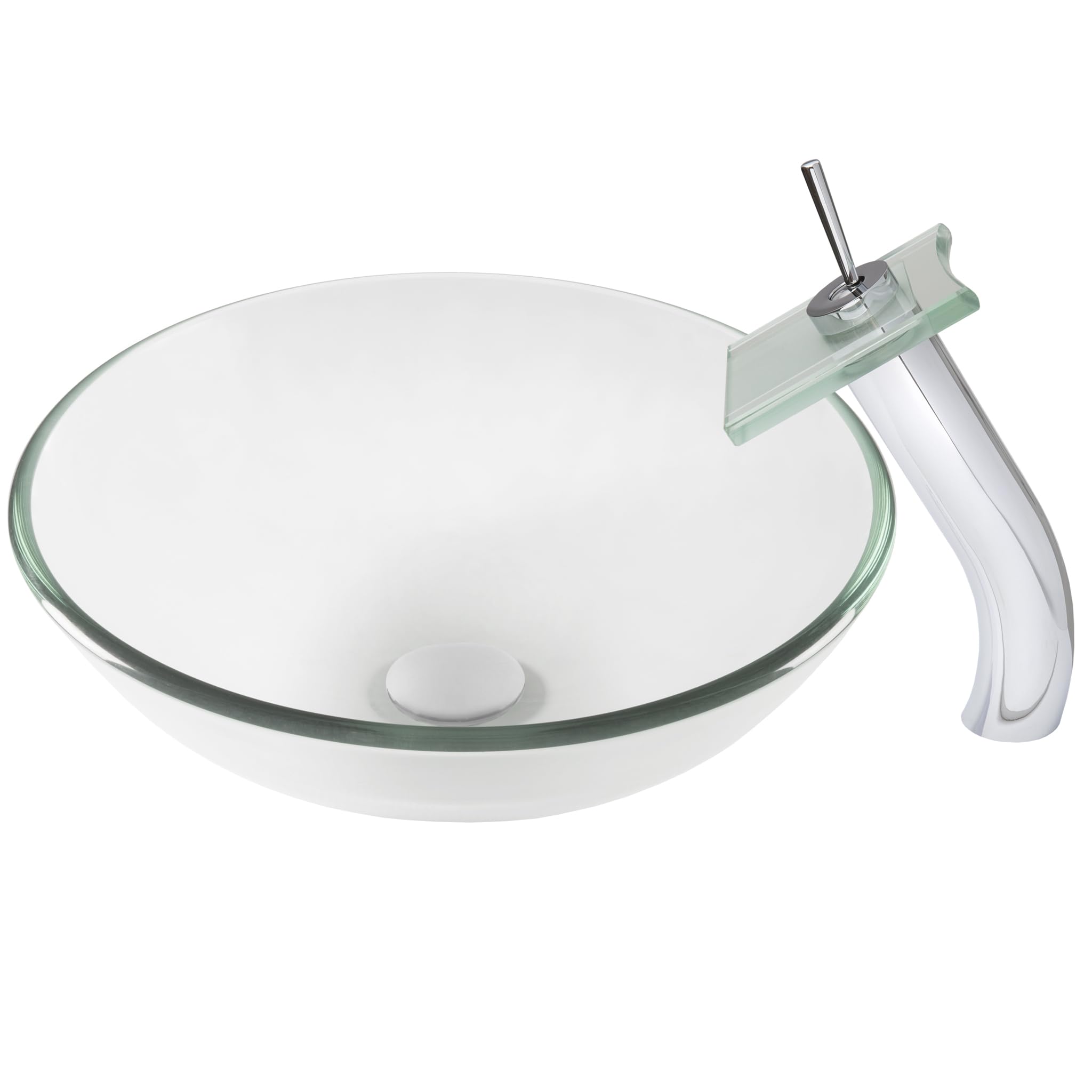 Novatto BONIFICARE Modern Glass Vessel Bathroom Sink Set with Chrome Faucet - Perfect for Contemporary Bathroom Vanities, Powder Rooms, and Luxury Home Decor
