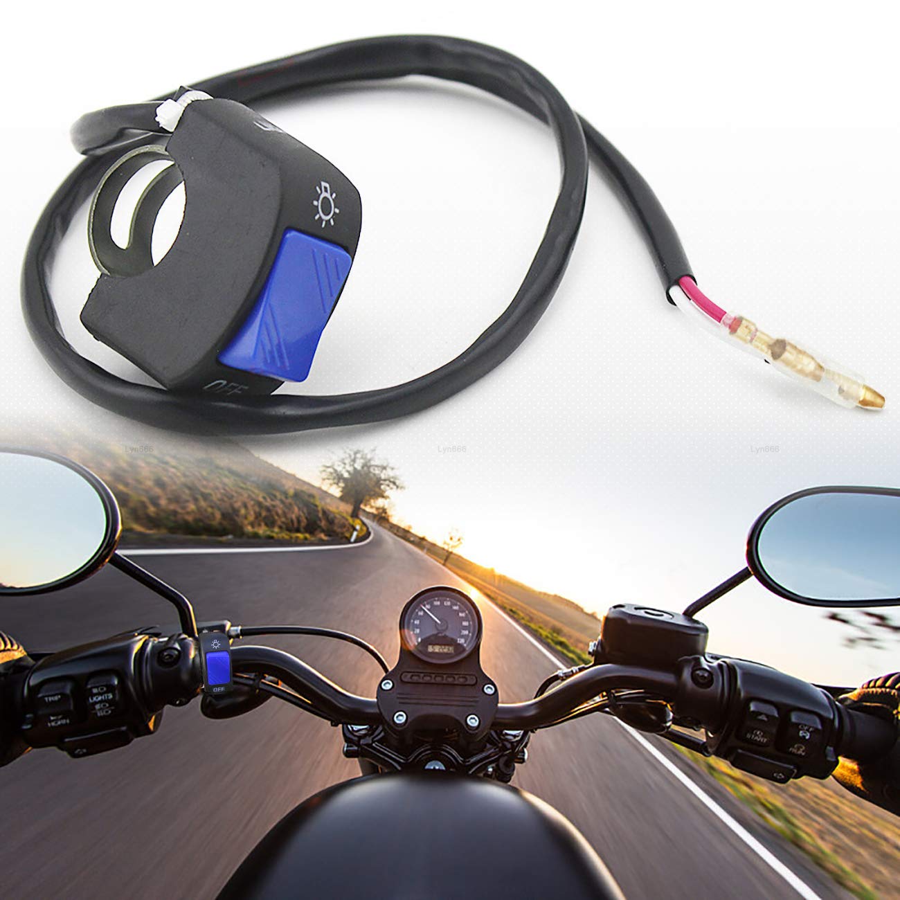 1 Piece Motorcycle Handlebar Switch Push Button On/Off Switch Tuning Part - Compatible with U5 U7 U2 LED Motorcycle Lights, Bicycles, Scooters, and E-Bikes - Fits 7/8