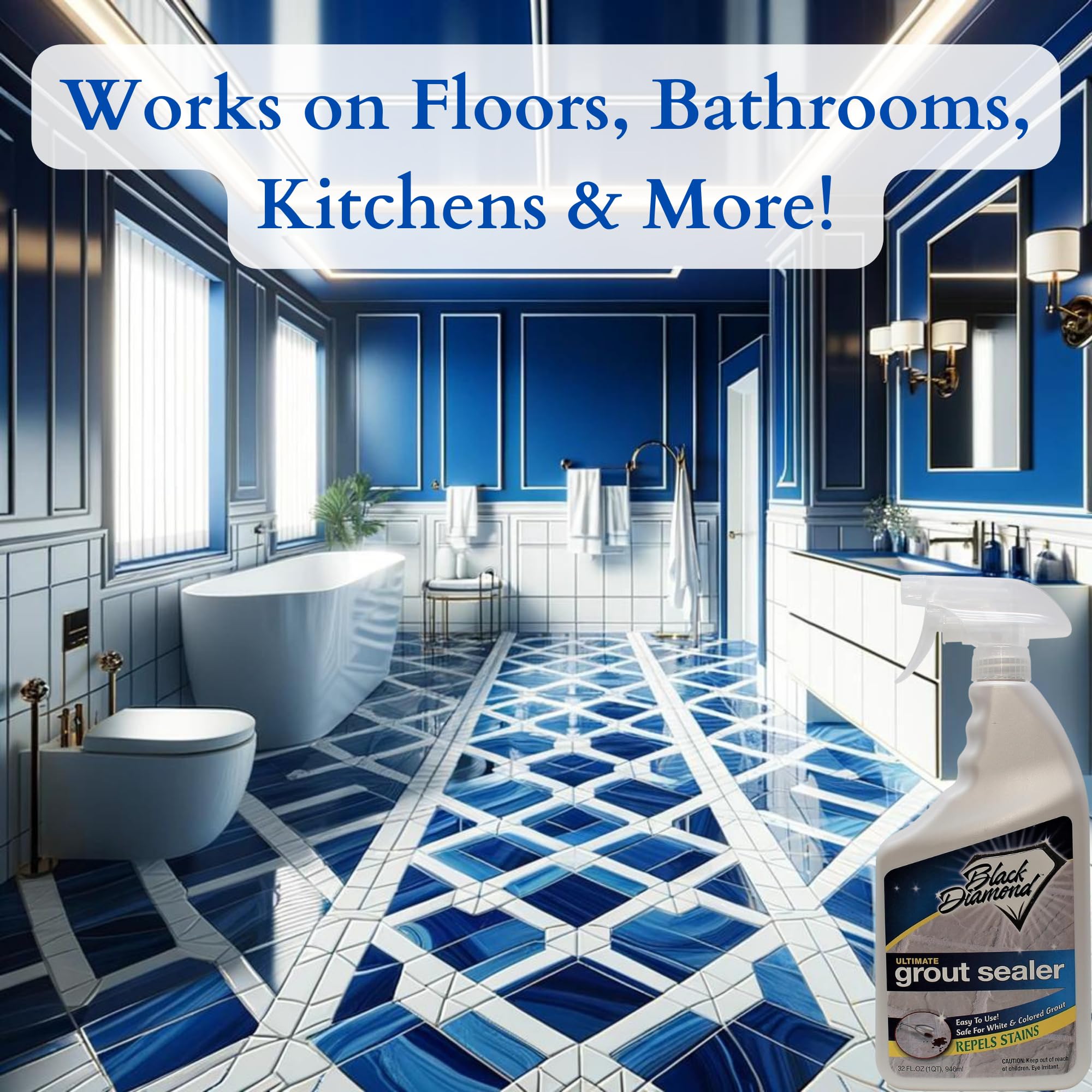 Black Diamond Stoneworks Ultimate Grout Sealer - Premium Stain Protector for Tile, Marble, Floors, Showers & Countertops | Waterproof & Long-Lasting Protection for Bathrooms, Kitchens & High-Traffic Areas
