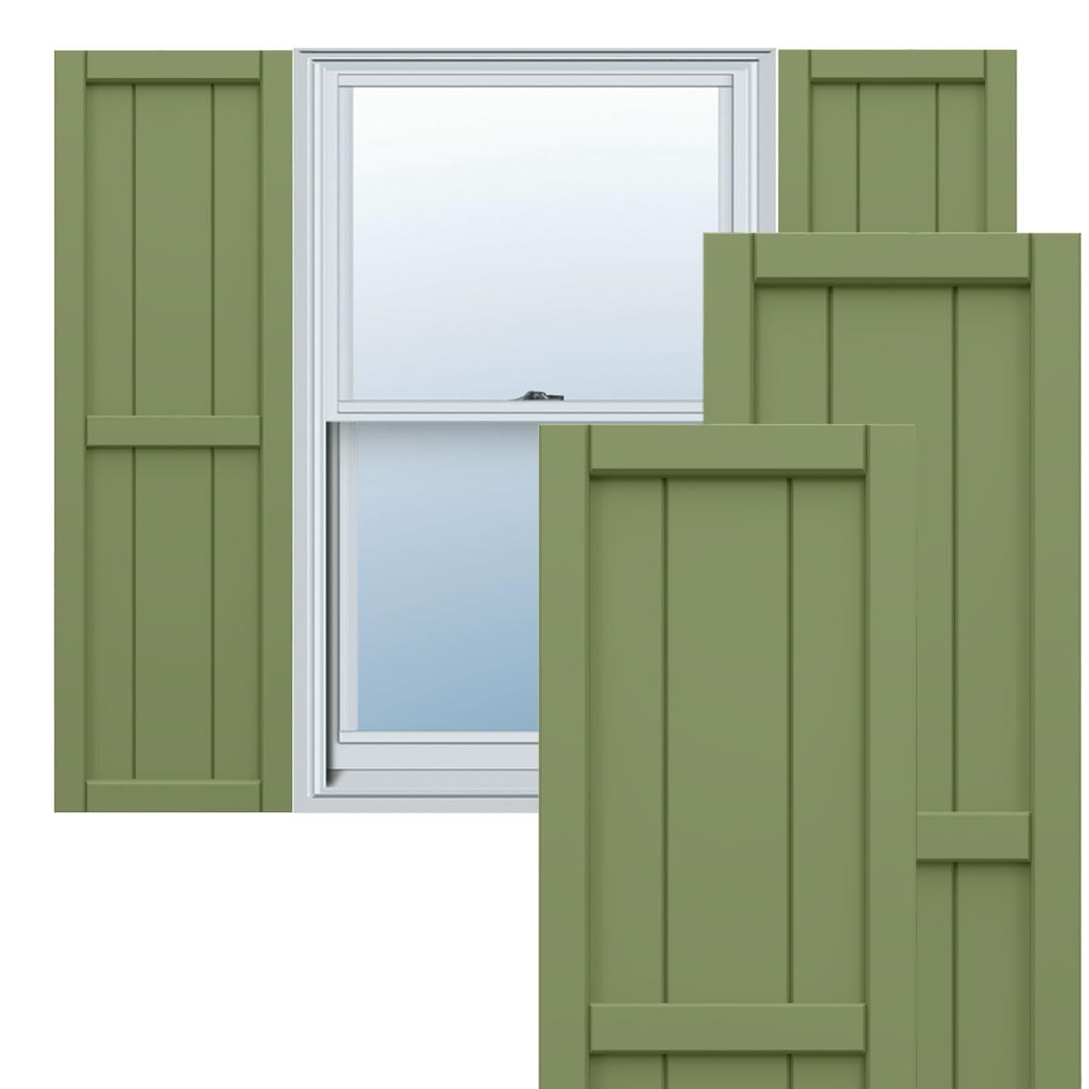 Ekena Millwork TFP101BF16X078MG True Fit PVC Board-n-Batten Shutters - 16.125