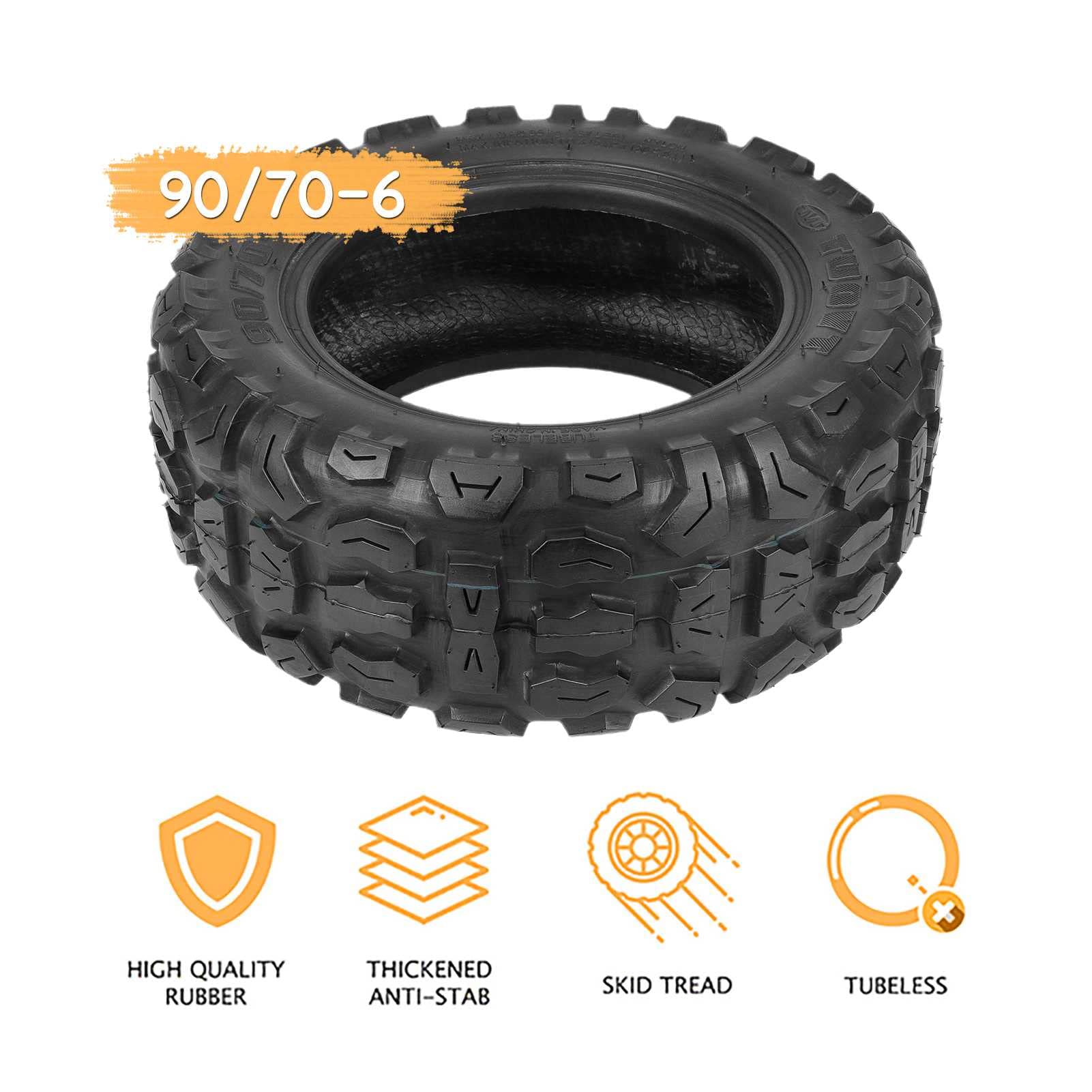 90/70-6 Electric Scooter Tire - 11 Inch Tubeless Vacuum Tire Replacement for Electric Scooters - Durable Rubber Tires for Commuting, Urban Travel & Last-Mile Transportation