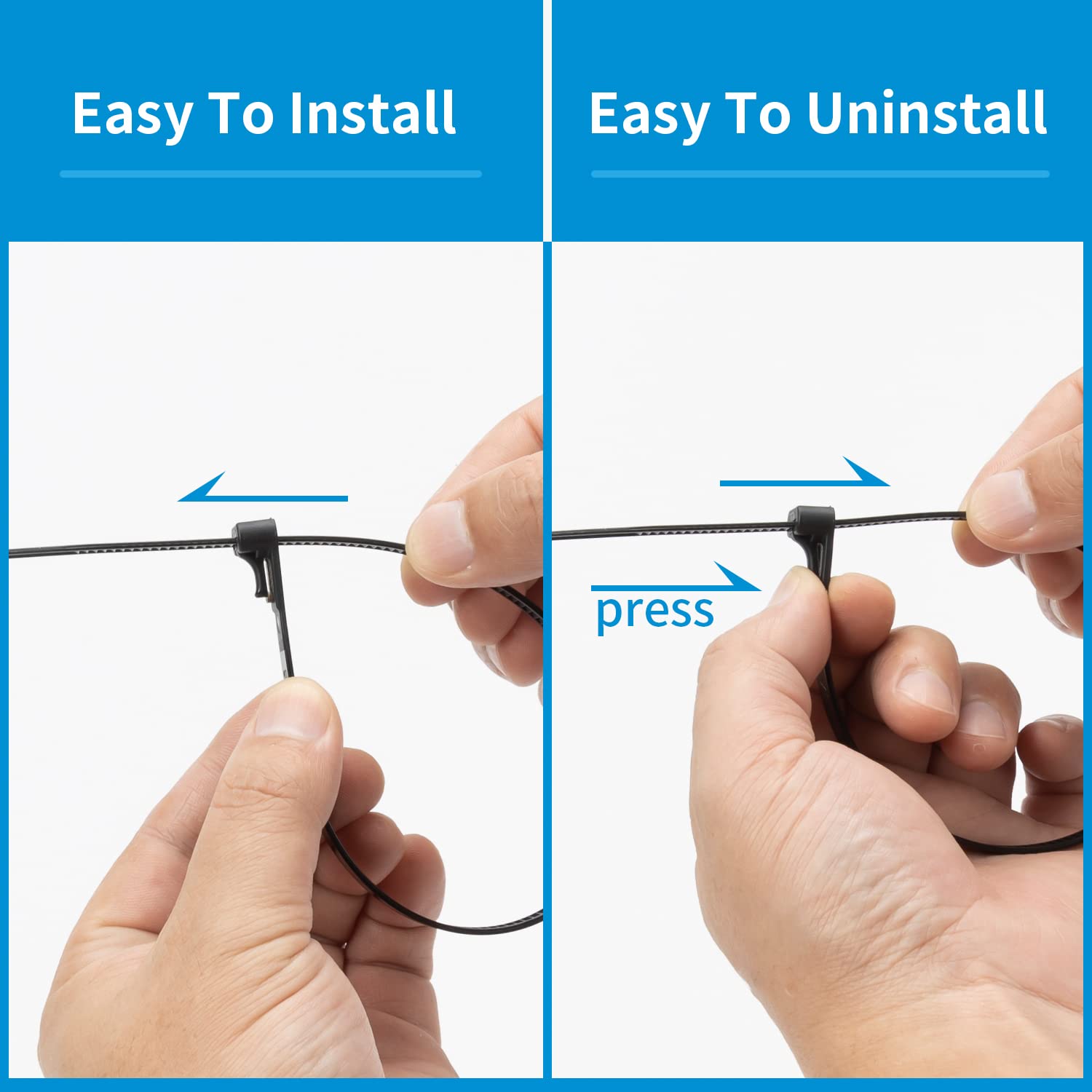 XINGO 100PCS Reusable Cable Ties - Adjustable & Releasable Wire Ties for Organizing Cords, Wires & Cables (8 inch/25 lbs, White) - Perfect for Home, Office, Garage & Outdoor Use