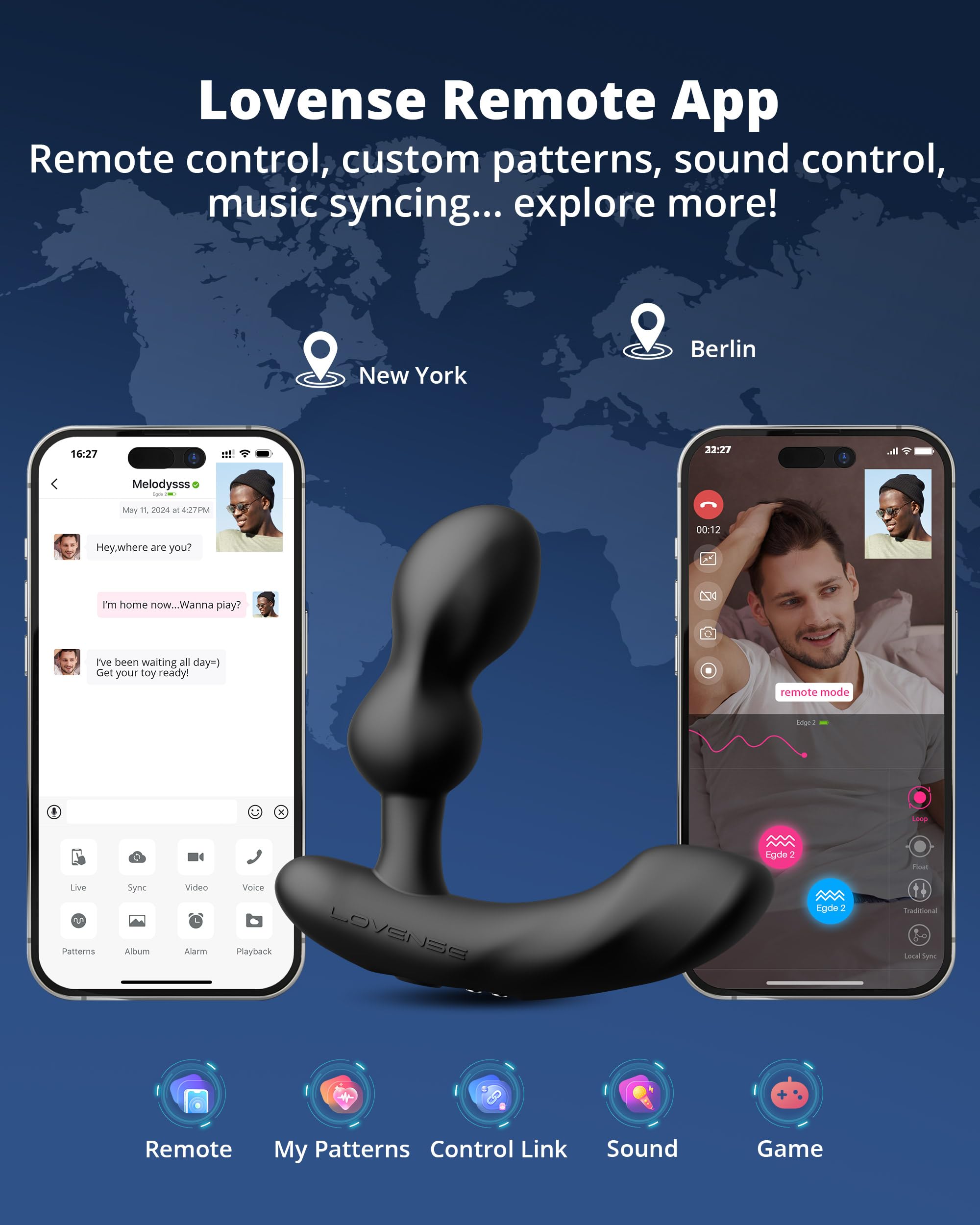 LOVENSE Edge 2 Prostate Massager for Men - Powerful APP Remote Control Vibrating Butt Plug, Adult Sex Toy with Intense Vibrations for Beginners & Advanced Users | Perfect for Couples Play, Solo Exploration & Long Distance Relationships