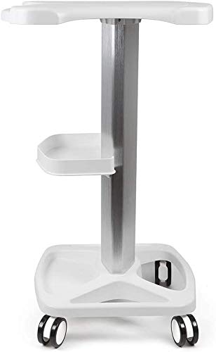 Professional Aluminum Alloy Rolling Salon Tray Cart - Portable Beauty Tool Stand for Hair Stylists & Salon Professionals | White ABS Mobile Trolley with Hair Instrument Tray | Perfect for Salon Organization & Styling Station