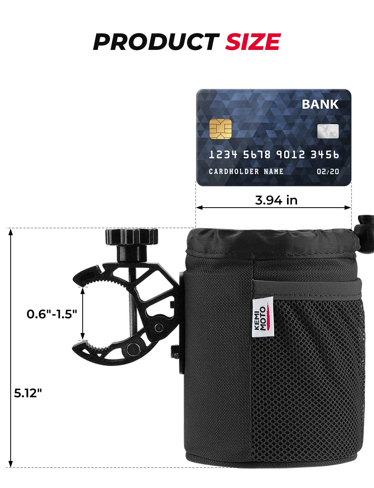 KEMIMOTO Motorcycle Cup Holder with Alligator Clamp - Universal for ATV, Bike, Boat - Perfect for Outdoor Adventures