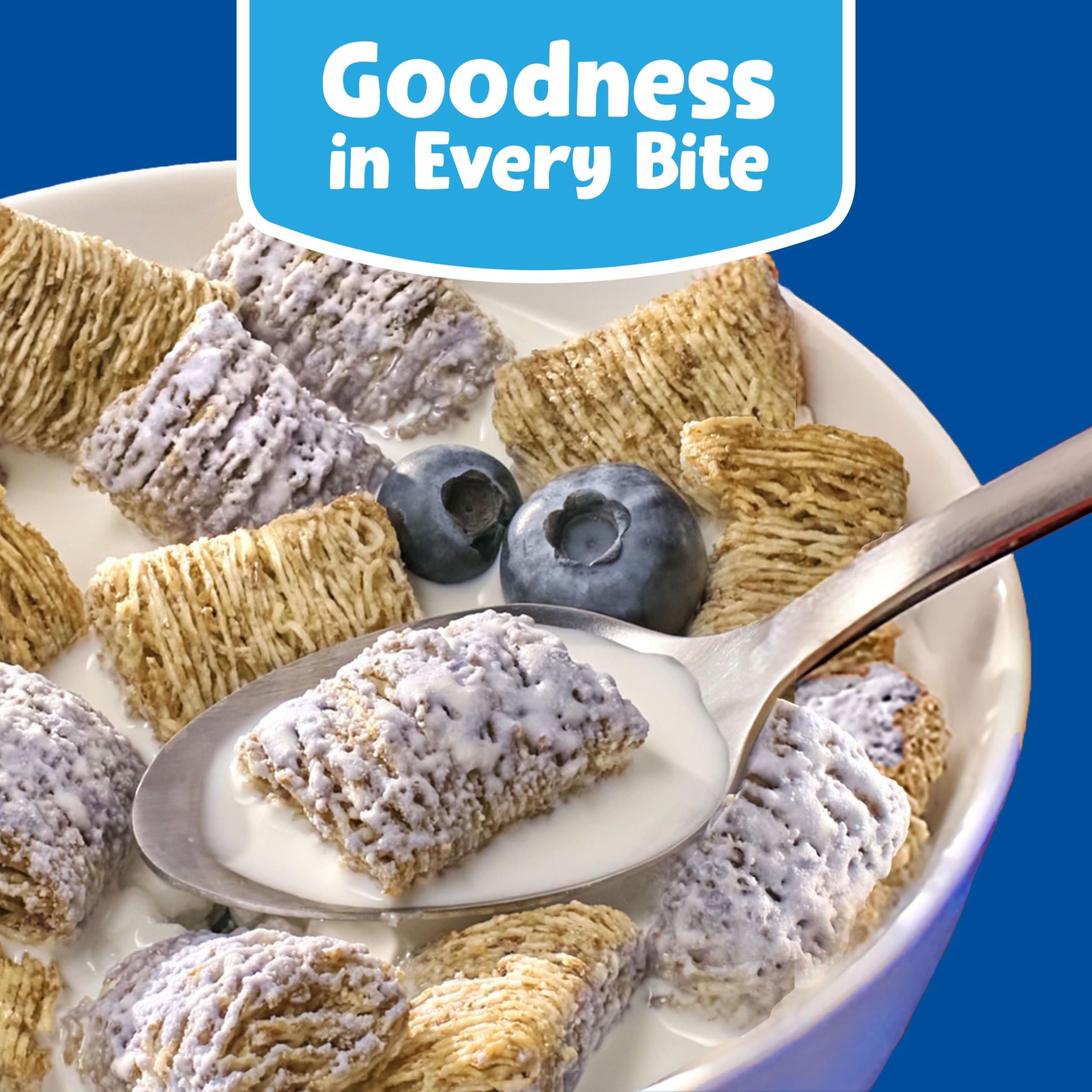 Kellogg's Frosted Mini Wheats Blueberry Muffin Breakfast Cereal - High Fiber Whole Grain Cereal for Kids & Adults - 14.3oz Box - Perfect for School Lunches, Office Snacks & Family Breakfast