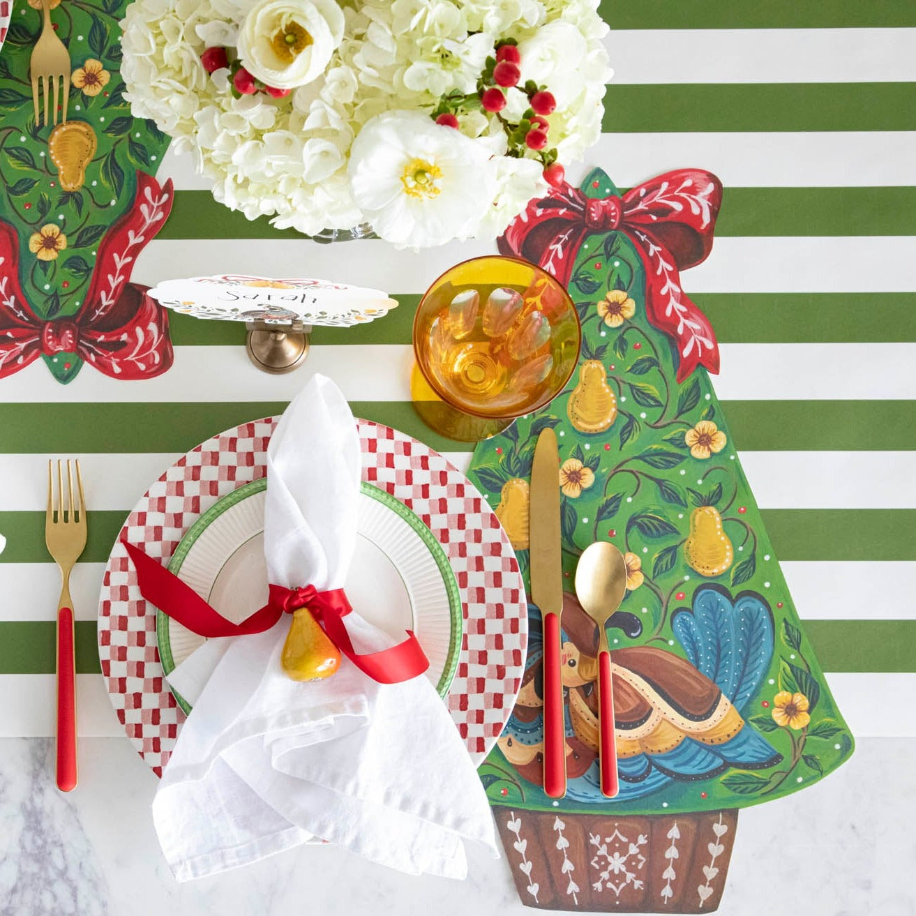 Elegant Die-Cut Partridge Placemat for Holiday Dining - Perfect for Christmas Table Settings and Festive Home Decor