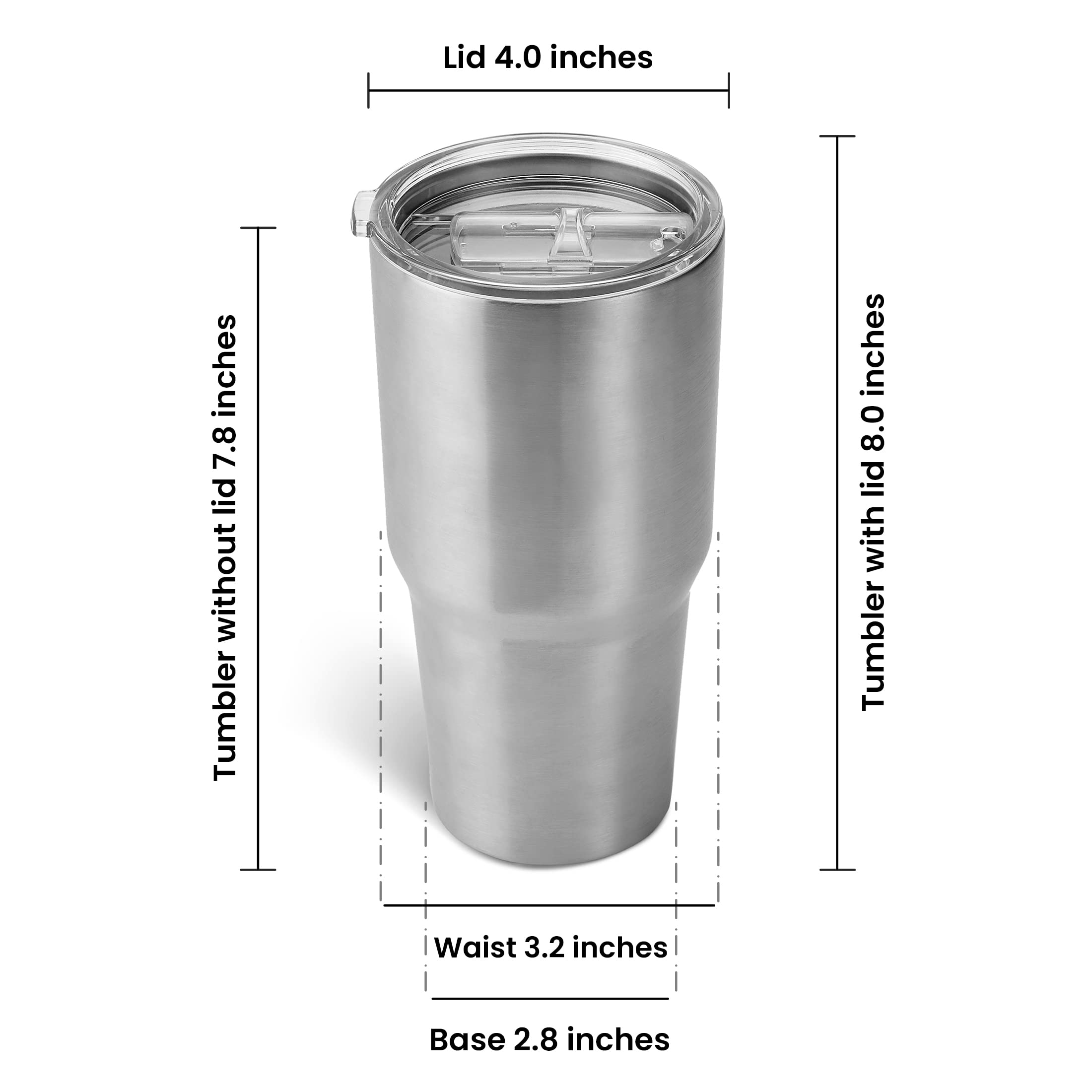 Makerflo Silver 30 oz Curve Stainless Steel Tumbler with Lid & Straw - Bulk Pack of 25 - DIY Customizable for Epoxy, UV DTF, Vinyl & Laser Engraving - Perfect for Gifts, Promotions & Personalized Drinkware (Not for Sublimation)