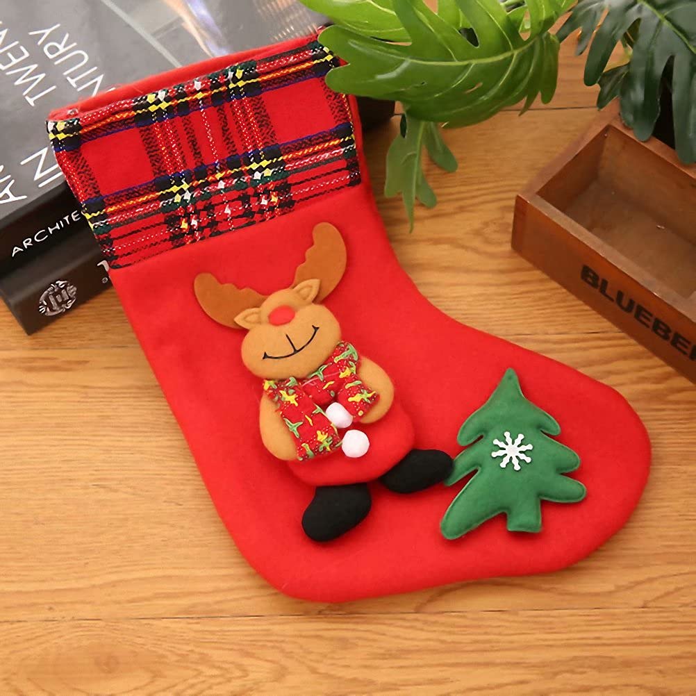 Kerio Christmas Stocking Set of 4 - 3D Santa Snowman Reindeer Bear Holiday Decorations | 12.2 Inch Xmas Hanging Stockings for Fireplace, Christmas Tree & Festive Home Decor | Perfect for Holiday Gifts, Family Gatherings & Cozy Winter Celebrations