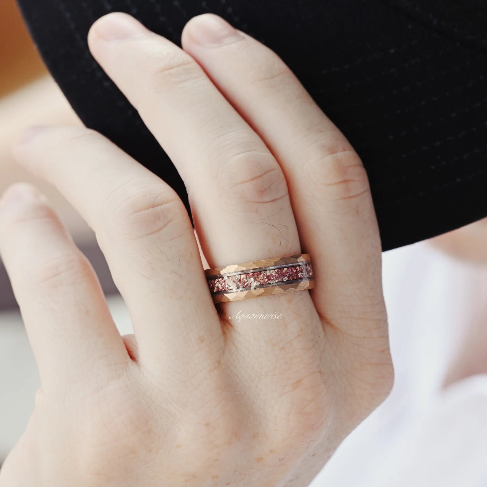 Skye Kite™ Morganite Couples Ring - 14K Rose Gold Wedding Band for Women & Men, Romantic Anniversary Gift for Couples, Perfect for Engagement, Valentine's Day & Special Occasions