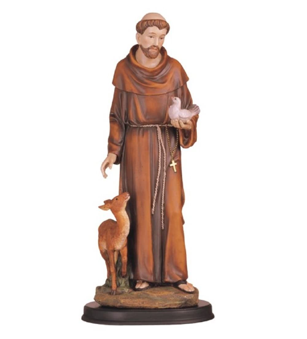 ICE ARMOR 5 Inch St. Francis of Assisi Statue with Deer and Dove - Religious Figurine for Home, Office & Garden Decor - Perfect Catholic Gift for Housewarming, Christmas & Spiritual Spaces