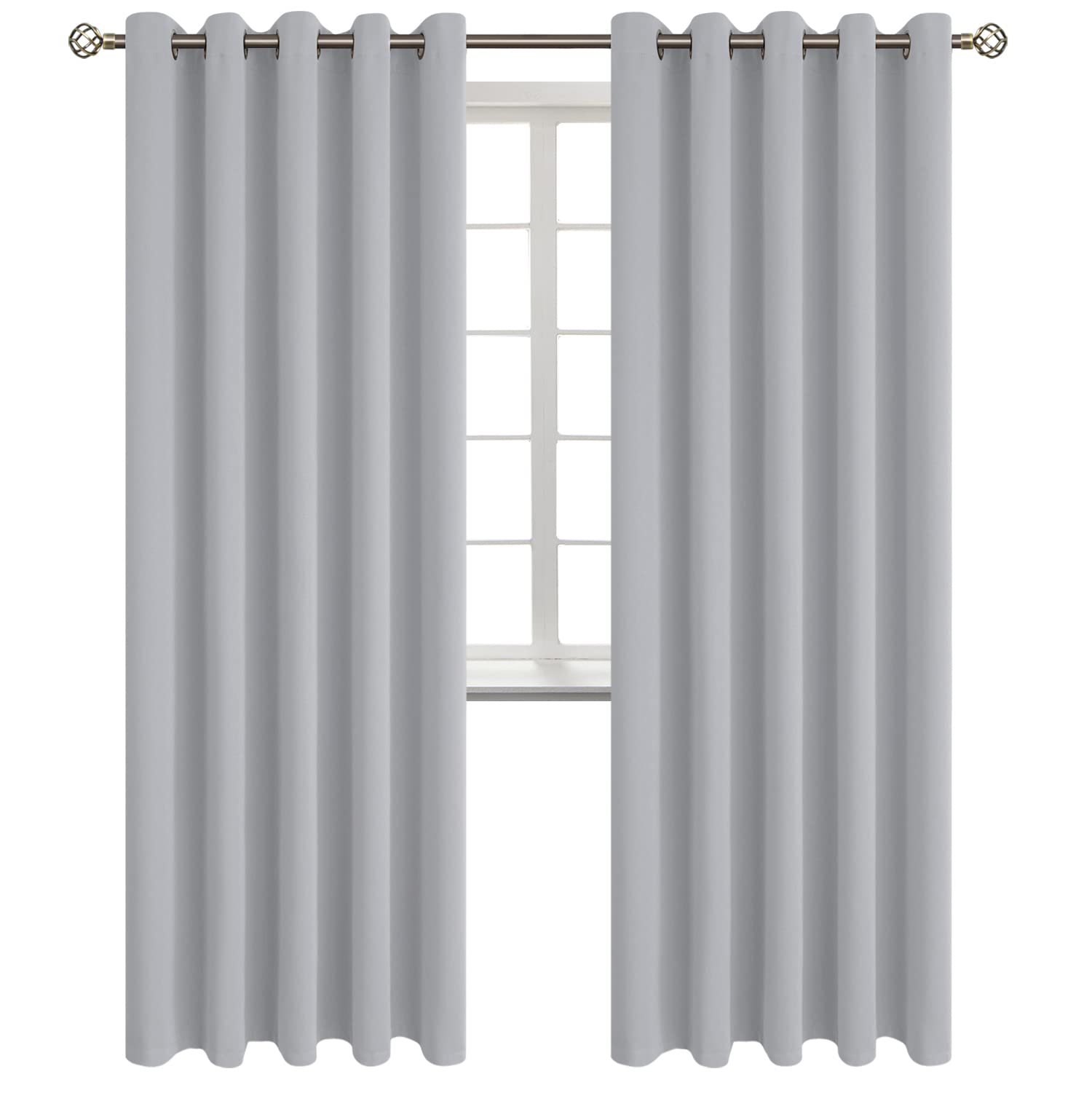BGment Blackout Thermal Insulated Curtains 70x84 Inches - Light Grey Grommet Window Drapes for Bedroom, Living Room & Home Theater, 2 Panels, Room Darkening & Energy Saving