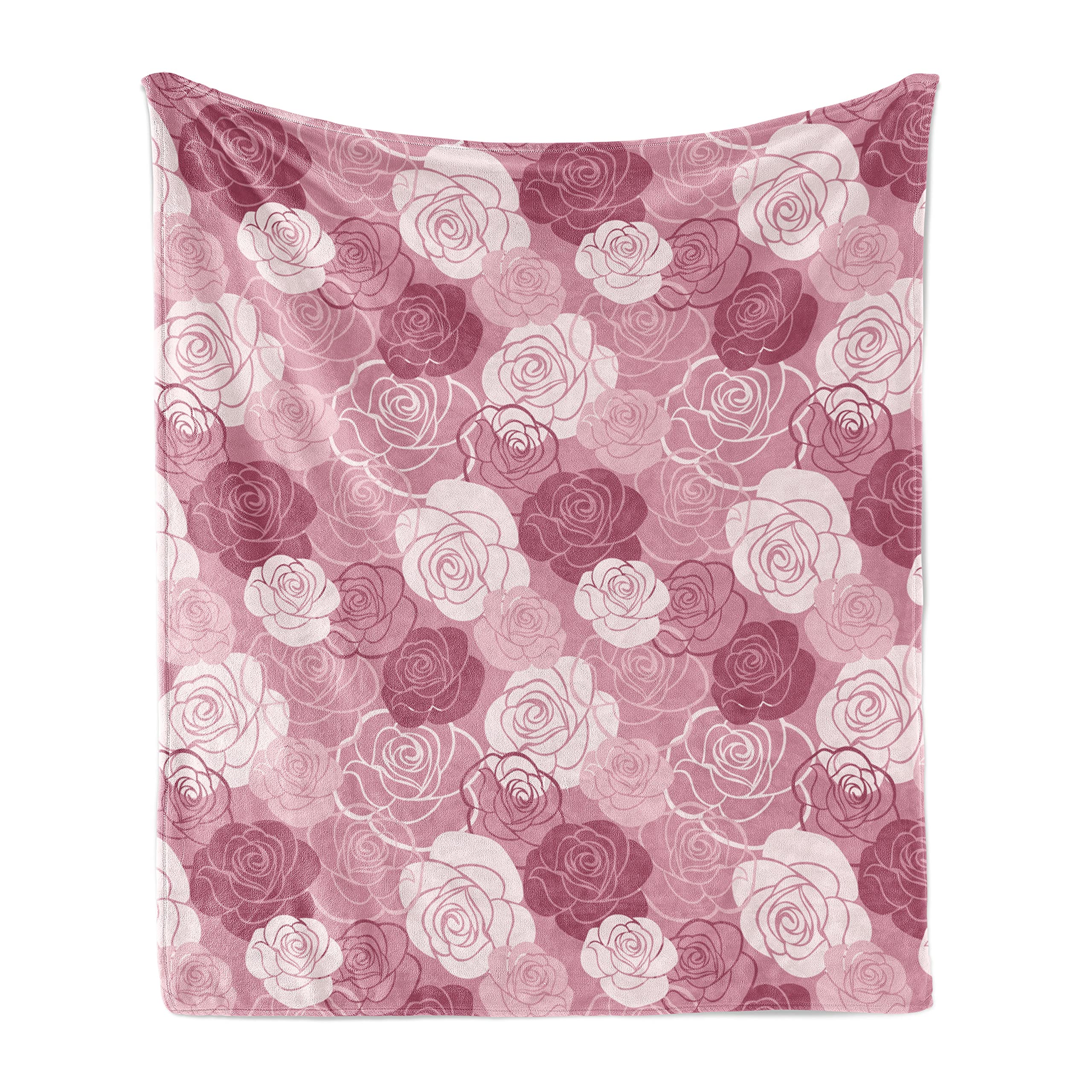 Ambesonne Floral Throw Blanket - Soft Fleece Blanket with Romantic Rose Flower Design, 50