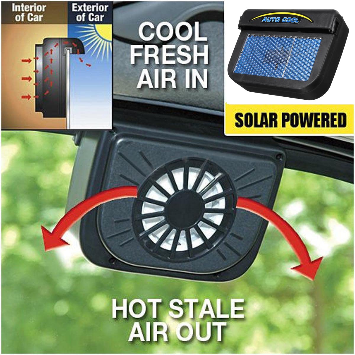 DaMohony Solar Powered Car Ventilator & Exhaust Fan - Automotive Air Circulation System for Fresh Air, Eliminate Car Odors | Ideal for Parking, Road Trips & Hot Weather Use