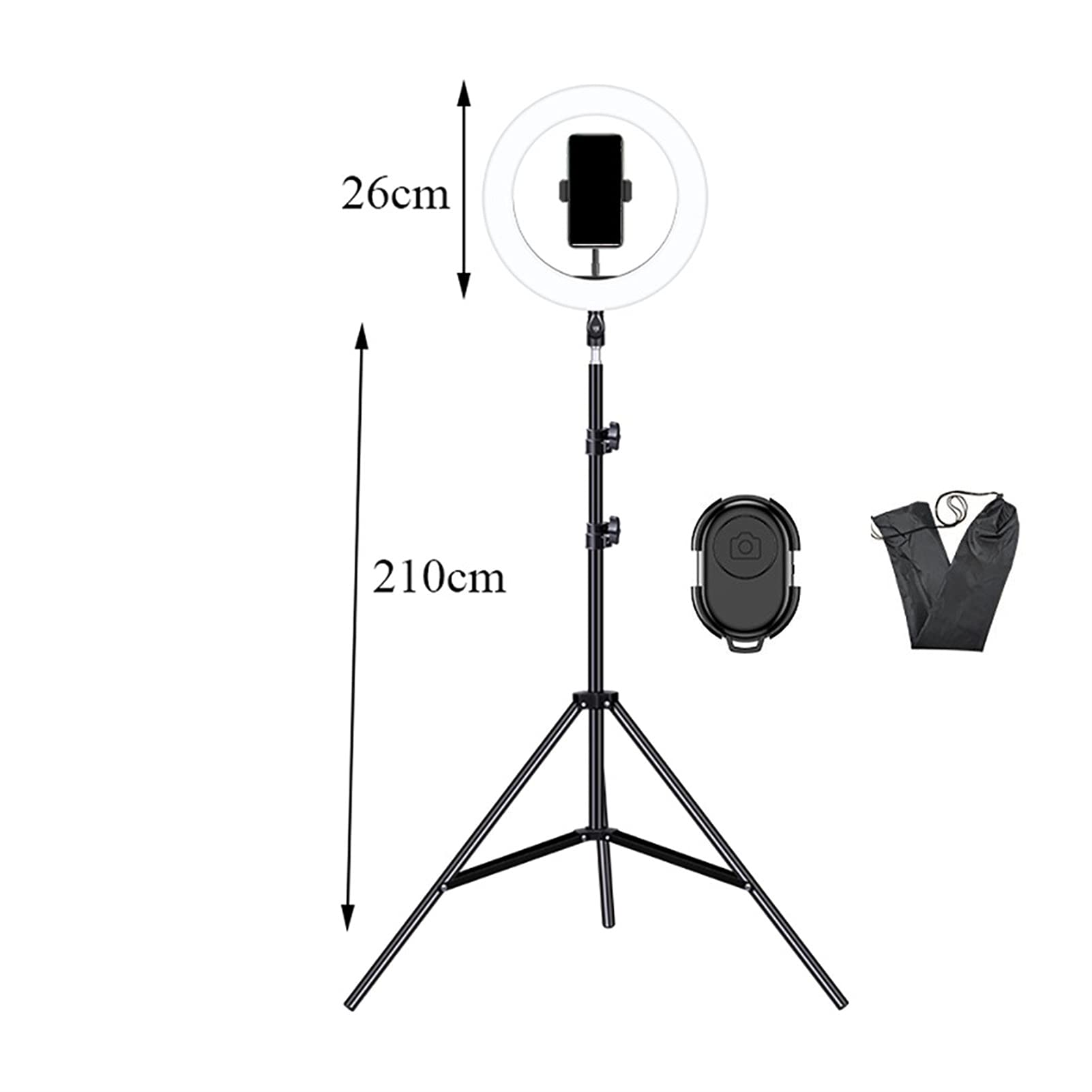 Professional LED Ring Light Phone Holder - Adjustable Height Mobile Phone Shooting Fill Light Bracket for Makeup, Selfie, Photography & Live Streaming (26cm Light) - Perfect for YouTube, TikTok & Instagram Content Creation