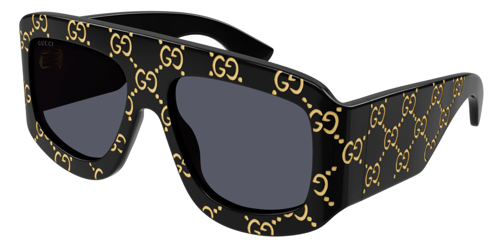 Gucci GG 0983S 004 Black/Grey Soft Square Oversize Men's Sunglasses - Polarized UV Protection Luxury Aviator Style for Driving, Travel & Outdoor Fashion