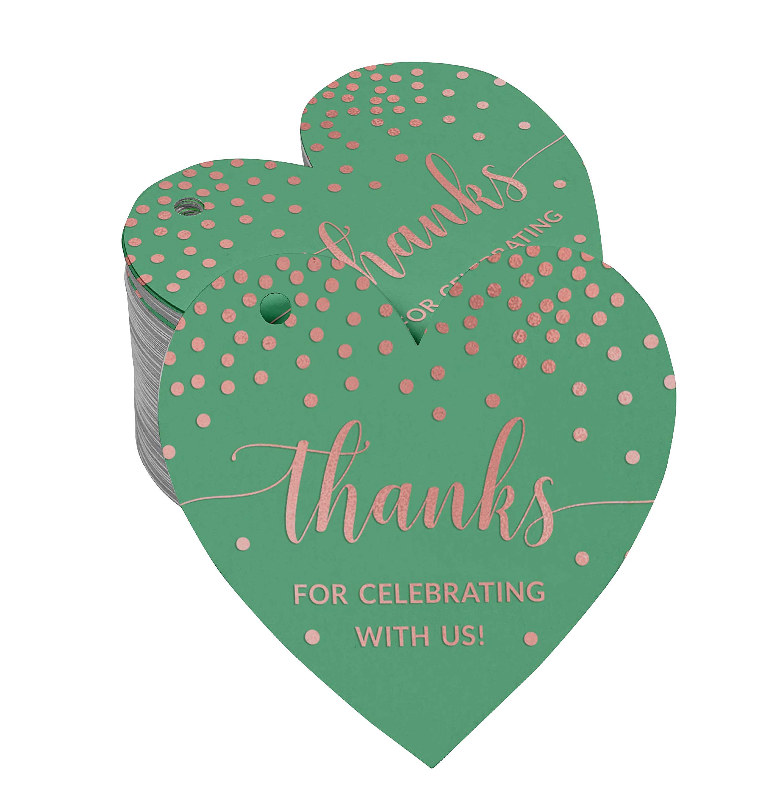 50 Pack Rose Gold Foil Hang Tags for Bridal Showers, Baby Showers, Weddings & Birthdays - Elegant Thank You Favor Tags for Party Decorations & Gift Wrapping