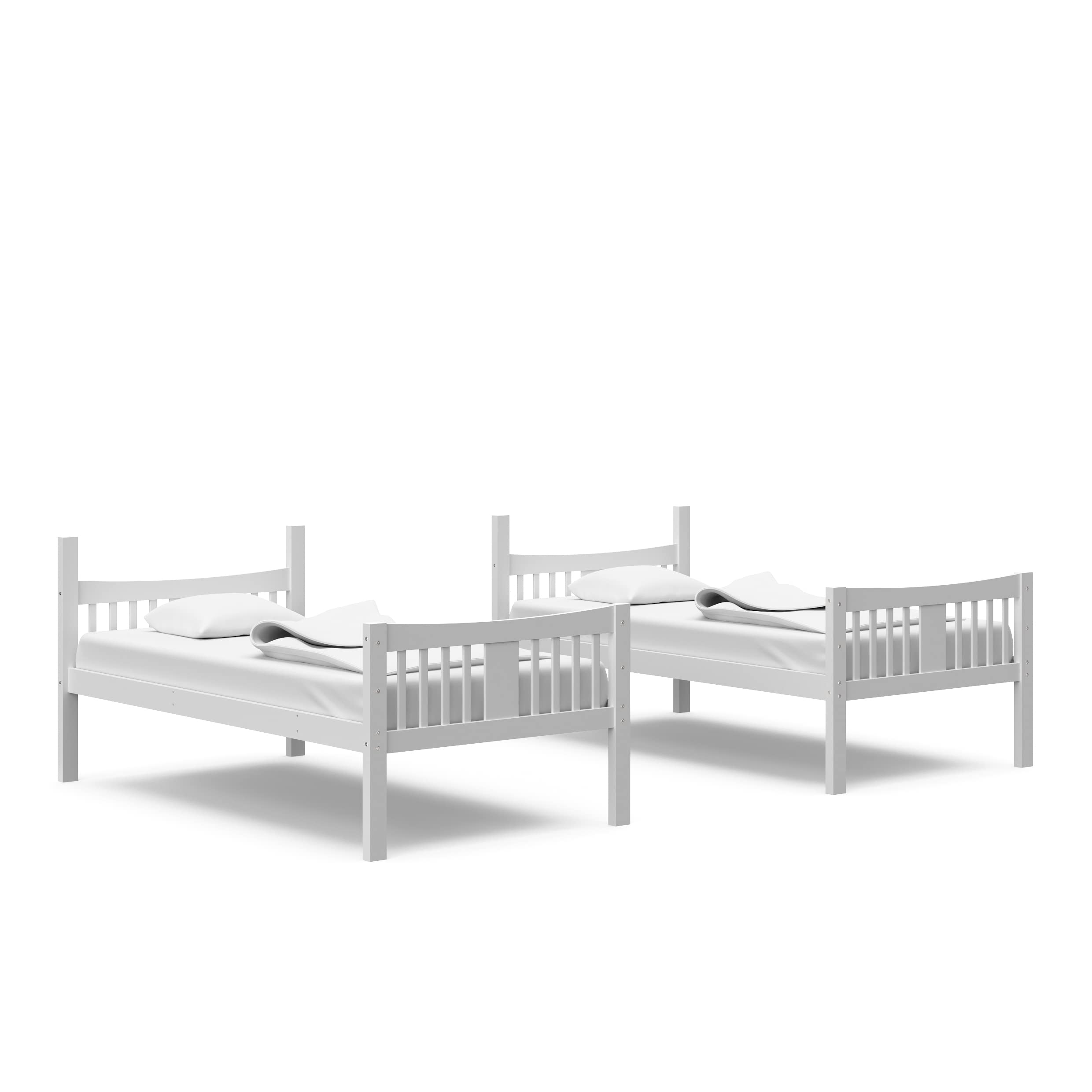 Storkcraft Caribou Twin Over Twin Bunk Bed for Kids - GREENGUARD Gold Certified, Convertible to 2 Separate Twin Beds, Sturdy White Wooden Bunk Bed | Perfect for Kids' Bedrooms, Shared Rooms & Sleepovers