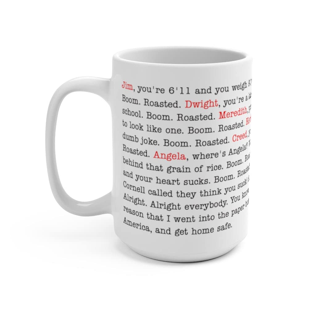 Boom Roasted Coffee Mug - The Office Inspired Michael Scott Mug - 15oz Funny Coffee Cup for Men & Women - Perfect for Office Gifts, TV Show Fans & Coffee Lovers