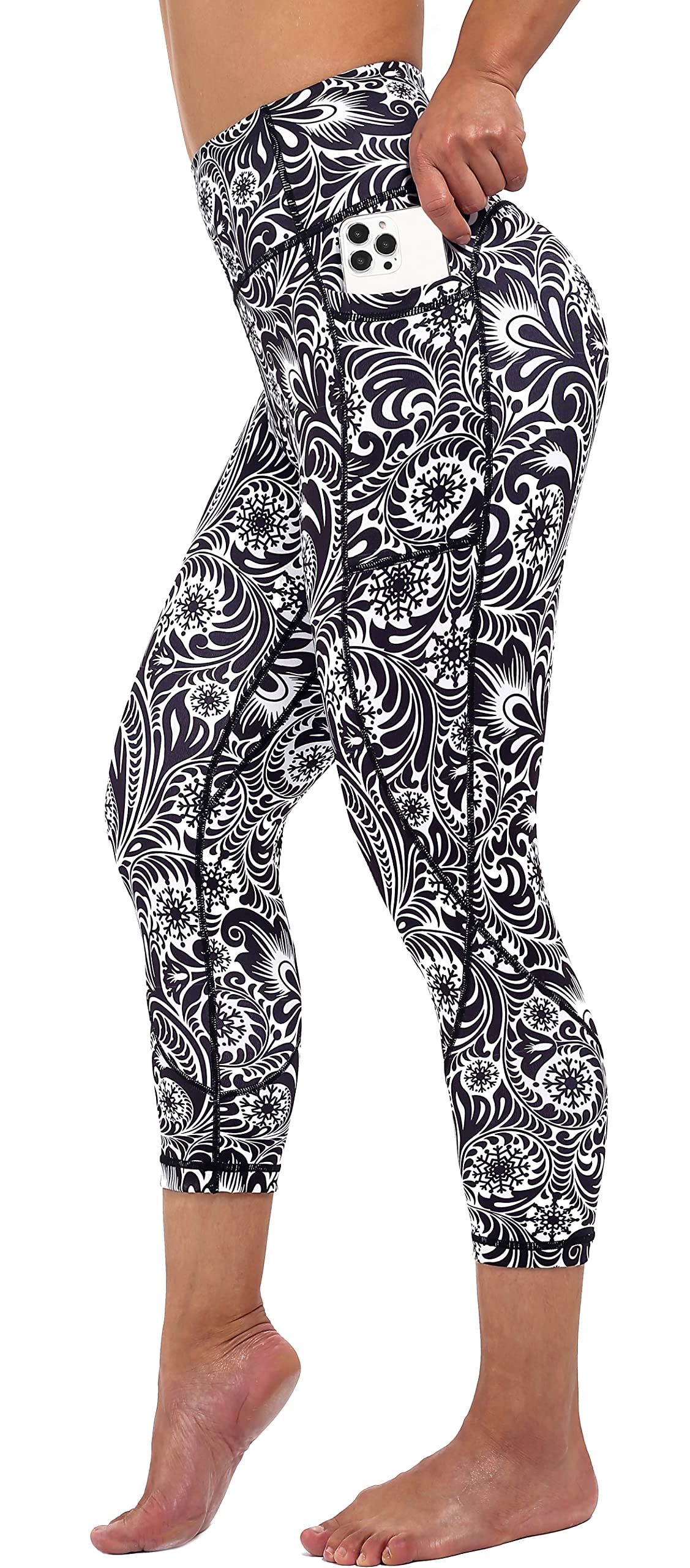 Neonysweets Women's High Waisted Tummy Control Yoga Pants with Pockets - Printed Workout Leggings for Running, Gym & Lounge Wear