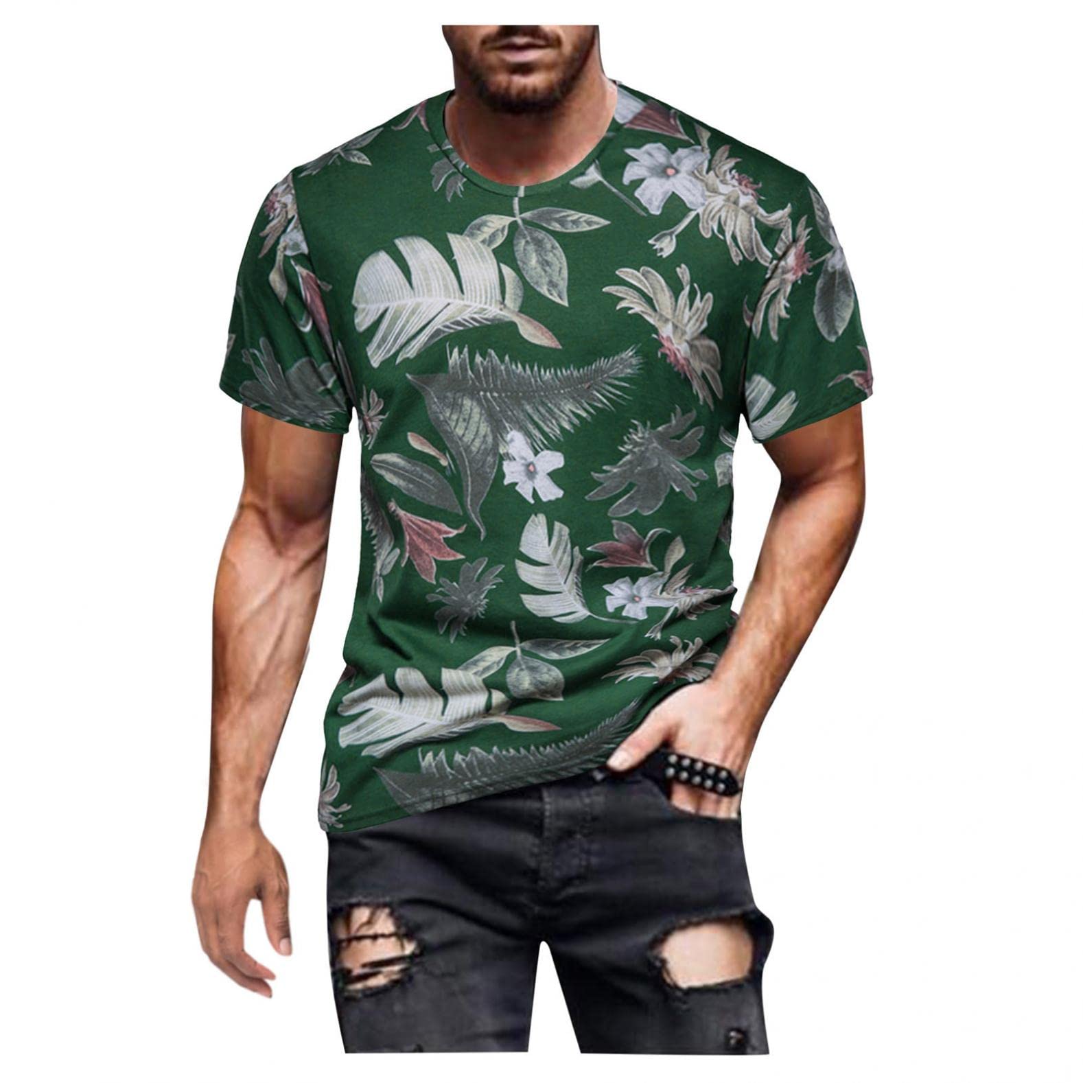Men's Casual Short Sleeve 3D Printed T-Shirts - Slim Fit Round Neck Athletic Tee for Workout, Gym & Everyday Wear