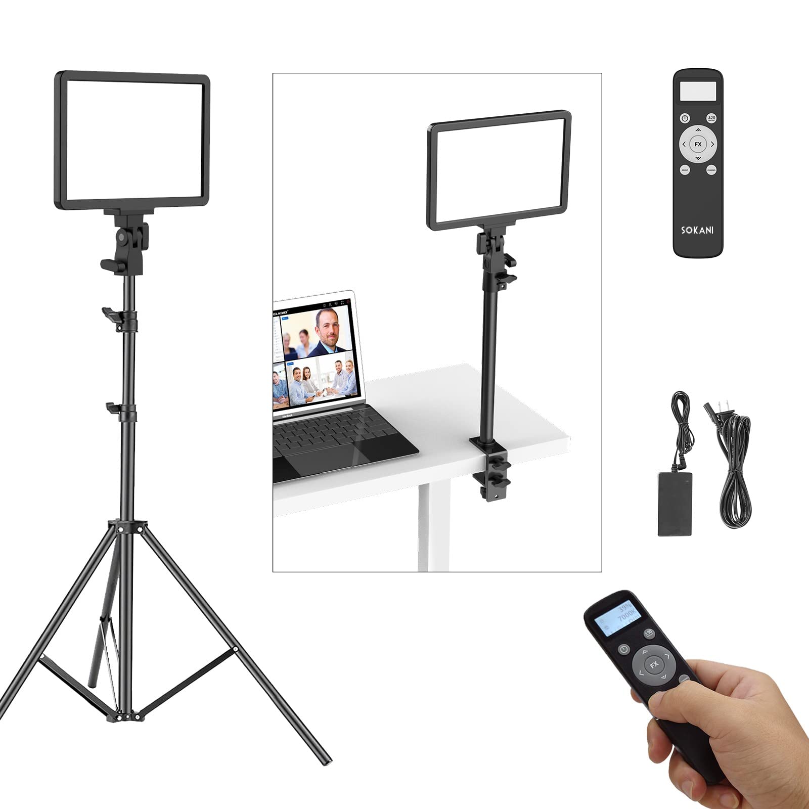 2-Pack P25 LED Video Light Panel - Bi-Color 2800K-8000K, 25W CRI95+ with 8 Lighting Effects | Includes 1.8m Adjustable Stand & Metal Desk Mount | Perfect for YouTube Live Streaming, Gaming, Photography, Zoom Meetings & Content Creation