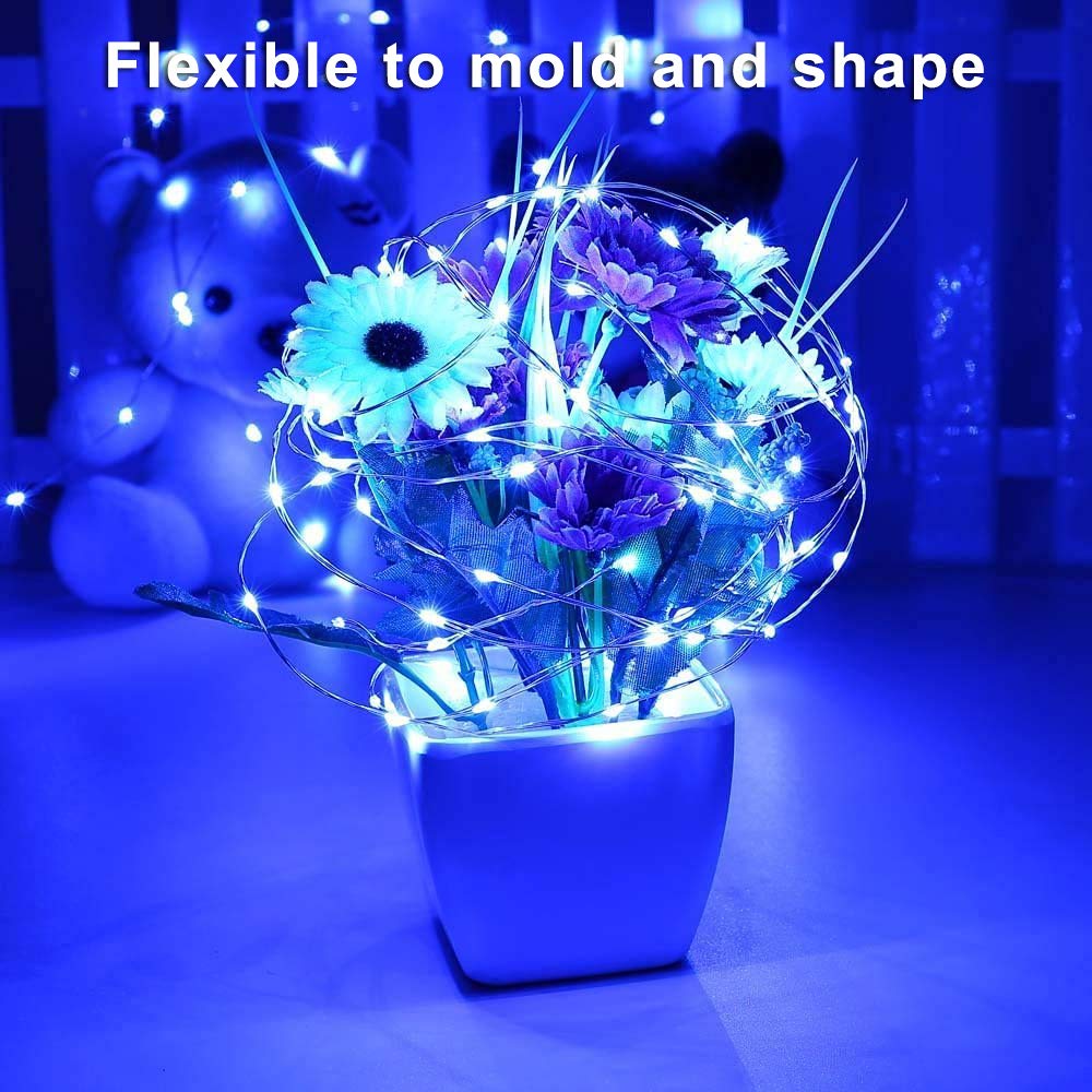 Blingstar 2 Pack 33Ft 100 LED USB Fairy Lights - Flexible Silver Wire Mini String Lights for Christmas Tree, Halloween, Bedroom, Dorm & Party Decorations (Blue) | Perfect for Indoor Holiday Decor, Wedding Centerpieces & Cozy Ambiance Lighting