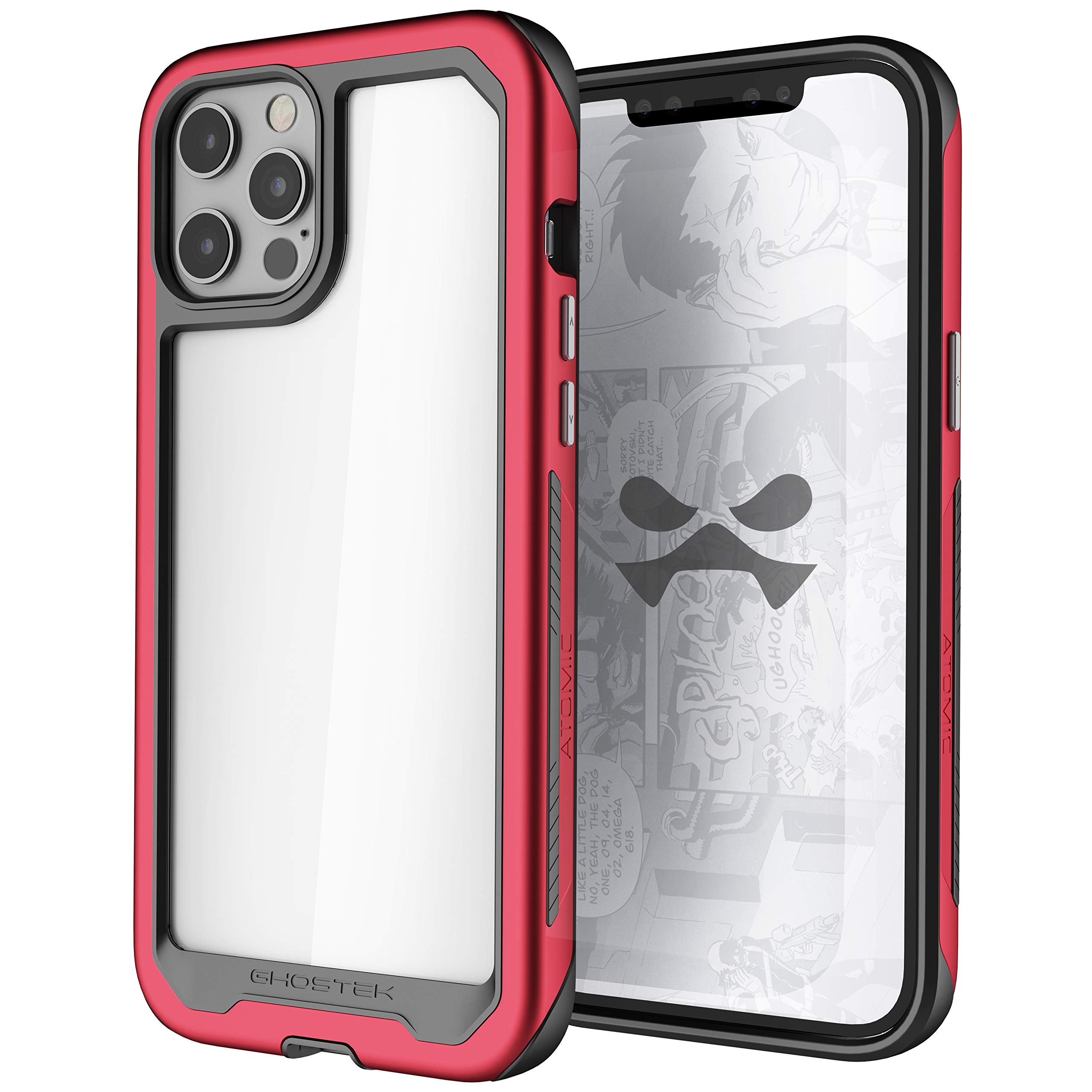 Ghostek Atomic Slim iPhone 12 Pro Max Case (6.7 Inch) - Military Grade Aluminum Alloy Protective Cover with Metal Bumper | Shockproof & Lightweight Design | Perfect for Outdoor Adventures, Work & Daily Use (Red)